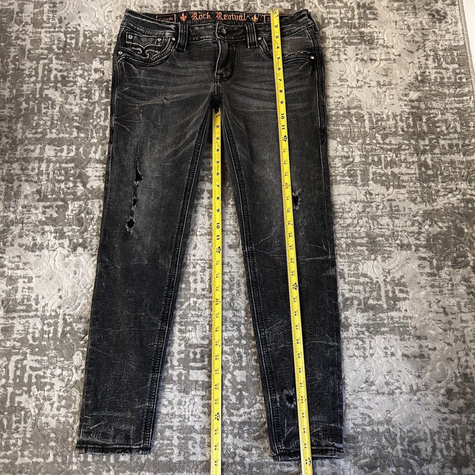 Rock Revival Rock Revival Celinda Skinny Low Rise Black Denim Sz 31 Size 31" - 13 Thumbnail