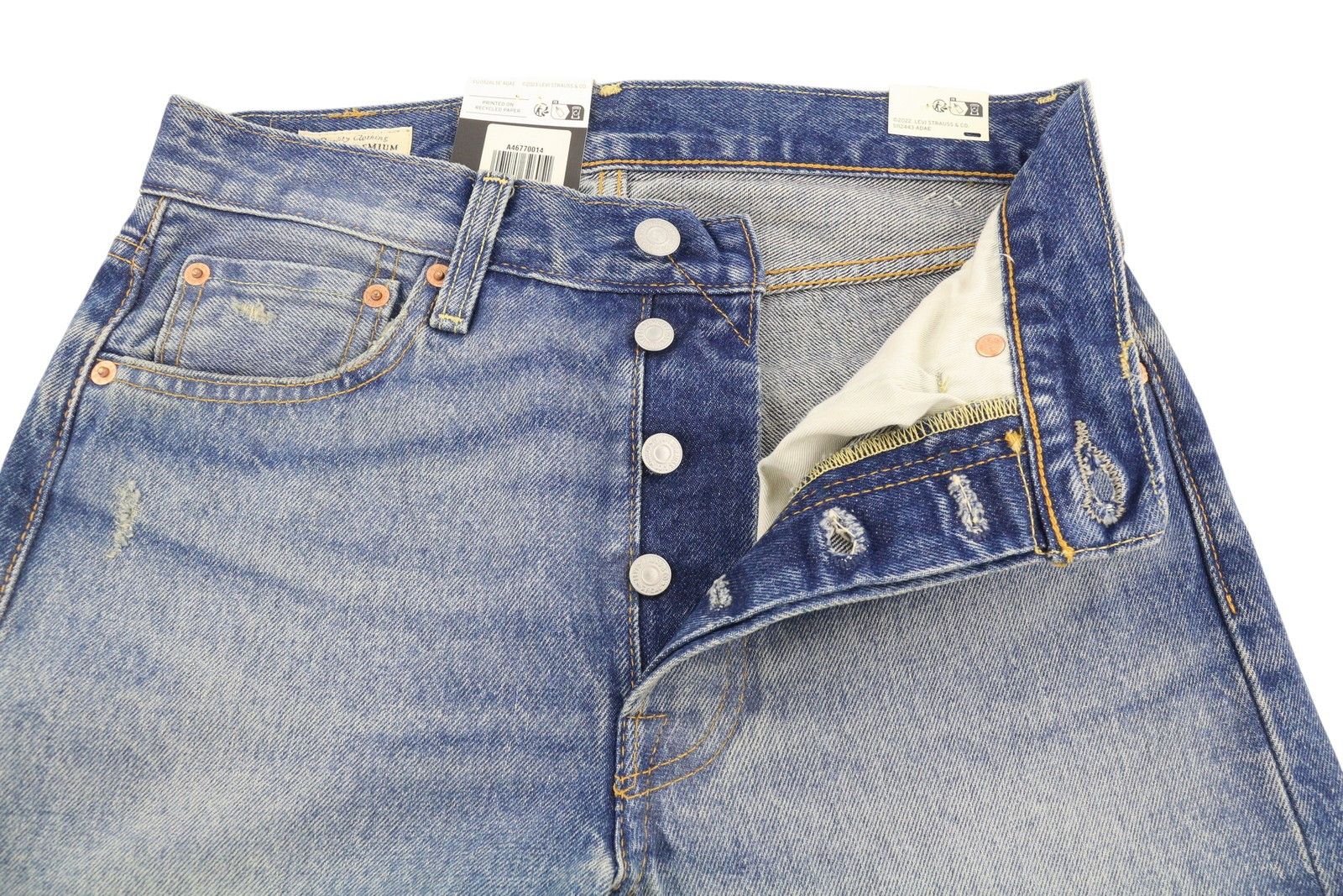 Levi's 501 W29/L32 Big E Straight Distress Faded Blue 87090 Size US 29 - 4 Thumbnail