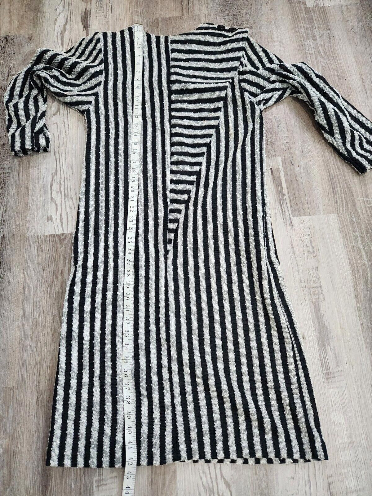 Designer Vintage Union Made Dress Black White Stripes 10 Sheath Knee Size L / US 10 / IT 46 - 6 Thumbnail