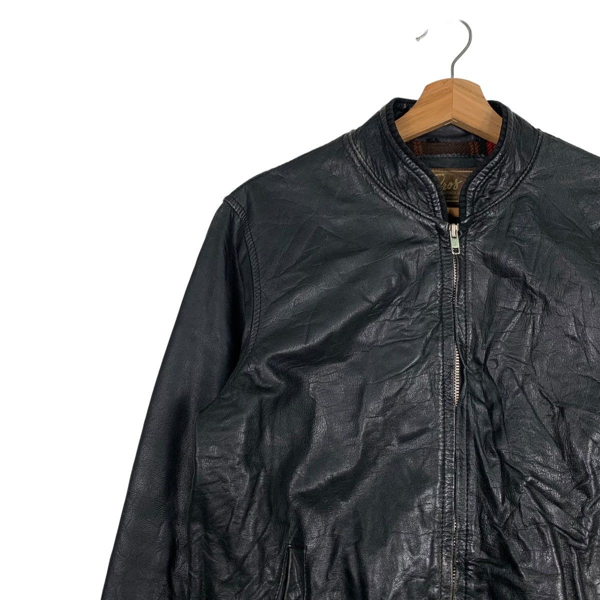 Japanese Brand 90's PROS LEATHER WEAR Tartan Lined Leather Jacket #0058-C4 Size US L / EU 52-54 / 3 - 7 Thumbnail