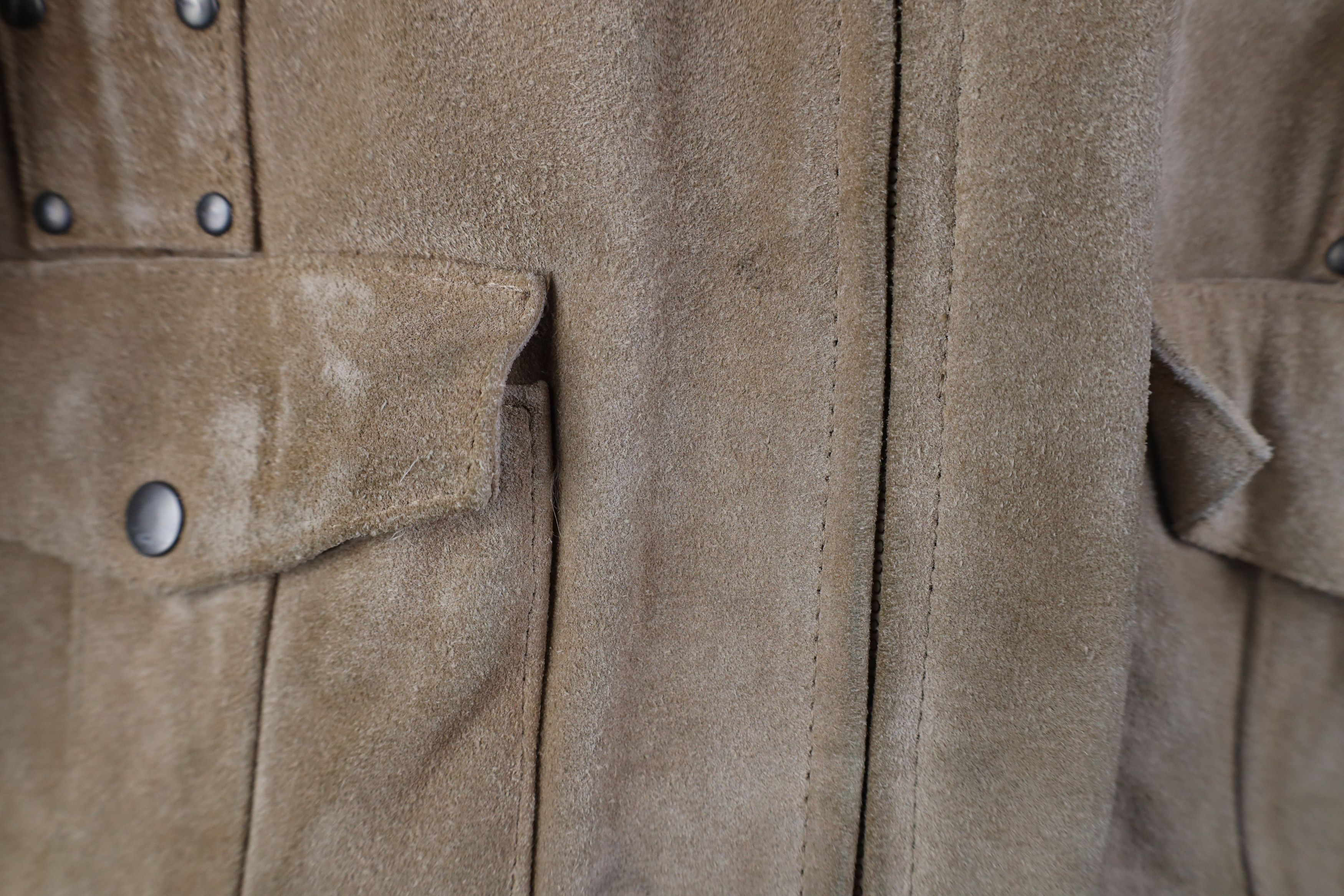 Vintage Vintage 70s Fleece Lined Suede Leather Bomber Jacket Beige Size US XXL / EU 58 / 5 - 5 Thumbnail