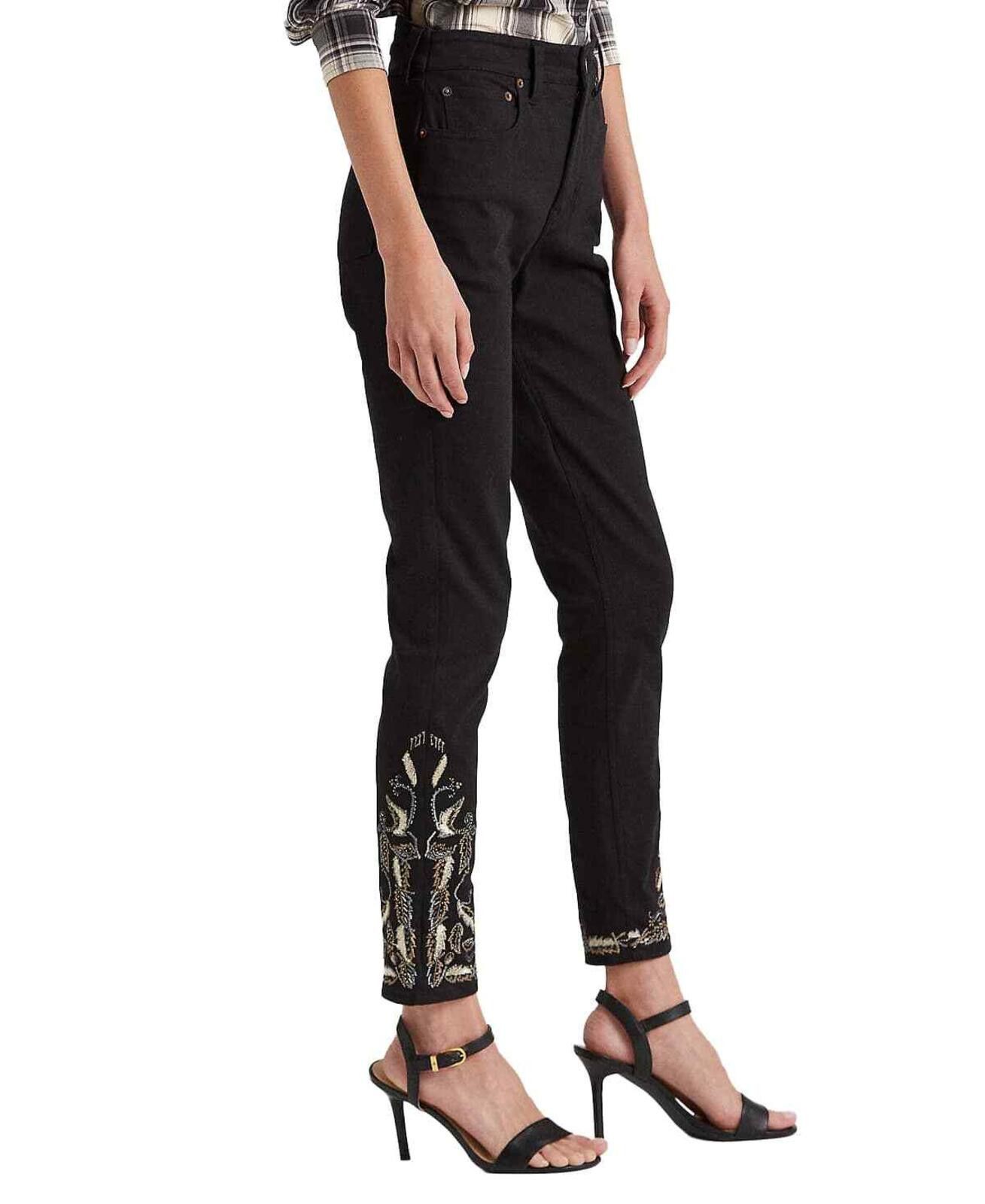 Lauren Ralph Lauren Lauren Ralph Lauren Embroidered High-Rise Skinny Ankle Jeans Size 38" / US 16 / IT 52 - 3 Thumbnail