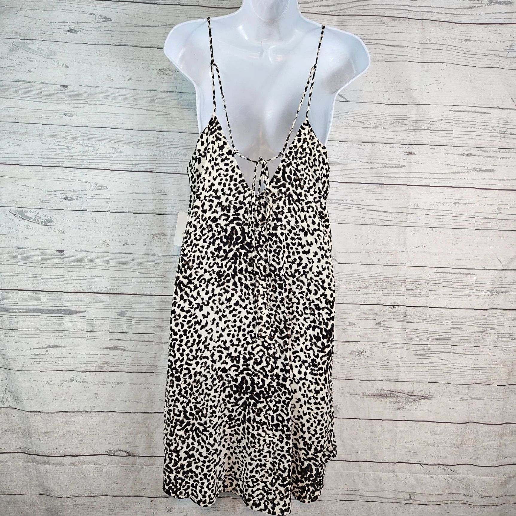 Vintage ASTR Dress Womens Mini Sleeveless Black White Animal Print L Large Tie Closure Polyester Short Vintage No N/A Womens Size L / US 10 / IT 46 - 3 Thumbnail