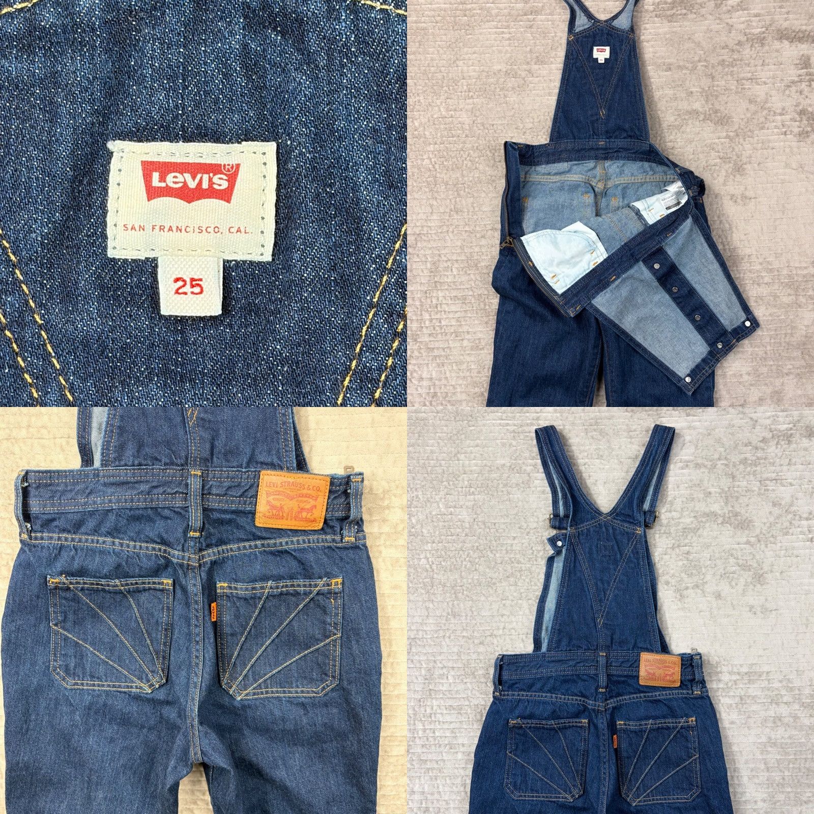Levi's Levi'S Denim Overalls Dark Wash Side Zip Raw Hem Womens 25 EU Size Size 24" / US 00 / IT 34 - 8 Thumbnail