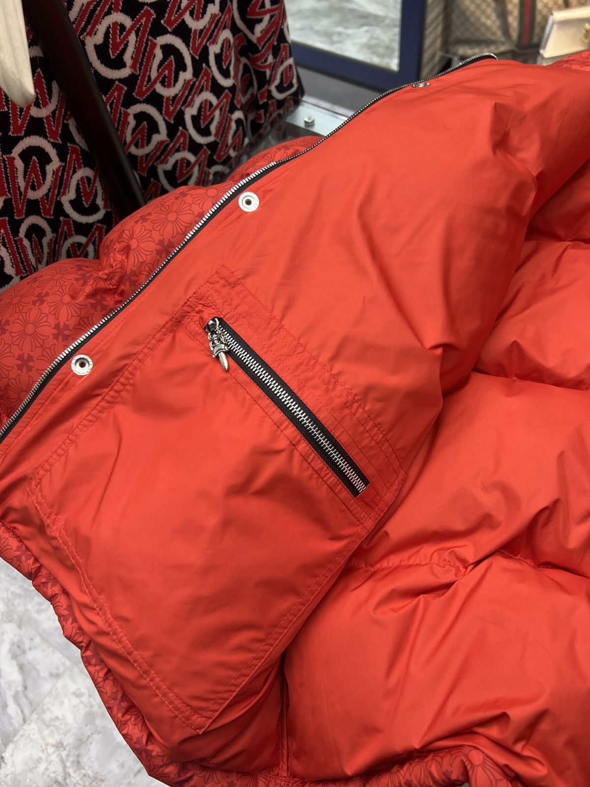 Chrome Hearts Chrome Hearts Red Monogram Cross Pattern Puffer Down Jacket Size US XL / EU 56 / 4 - 16 Thumbnail