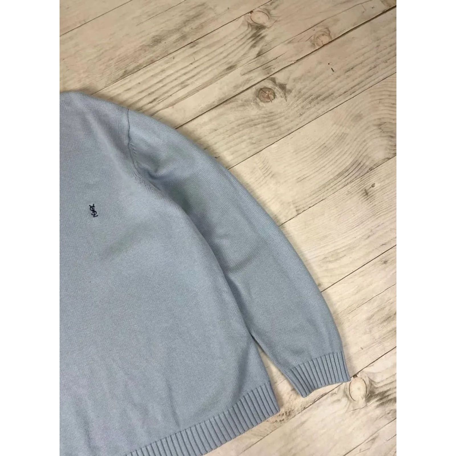 Yves Saint Laurent VINTAGE Saint Laurent Knit Sweater YSL Logo 90s Men Size L Blue Pullover Crew Neck Knit Regular Size US L / EU 52-54 / 3 - 4 Thumbnail