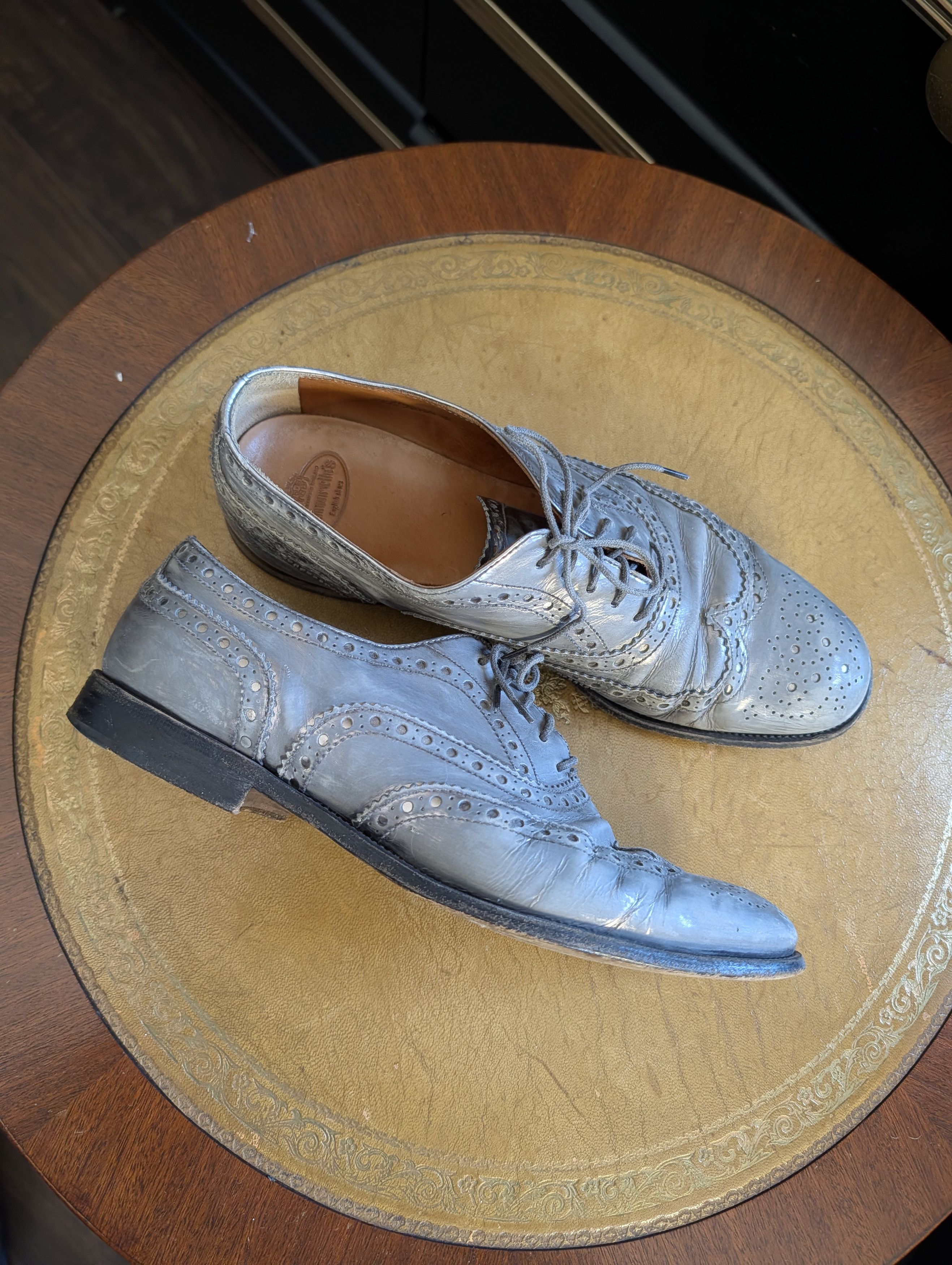 Churchs ,400 Burwood Silver Leather Wingtip Brogues Italy 37 Shoes, Women’s (