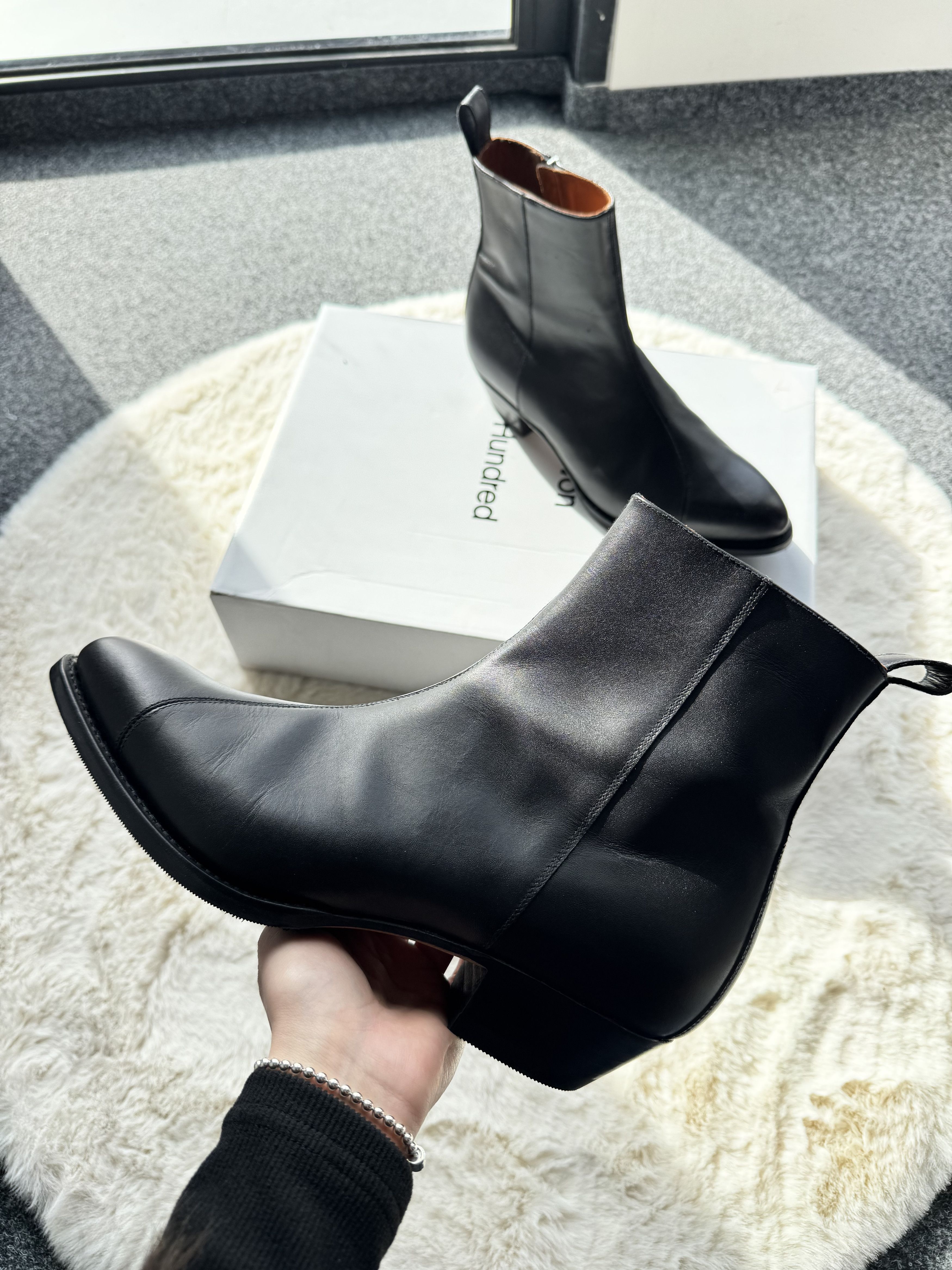 Won Hundred Won Hundred - black leather ankle cowboy boots 45 Size US 12 / EU 45 - 3 Thumbnail