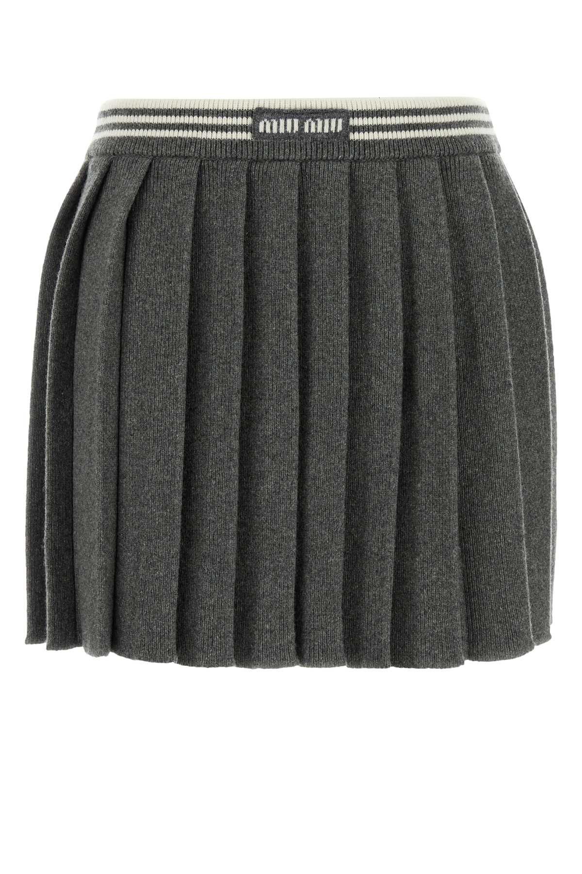 ミニスカート MIUMIU DARK GREY SILK BLEND MINI SKIRT BLEND GREY SKIRT DARK MIUMIU SILK ミニスカート MINI