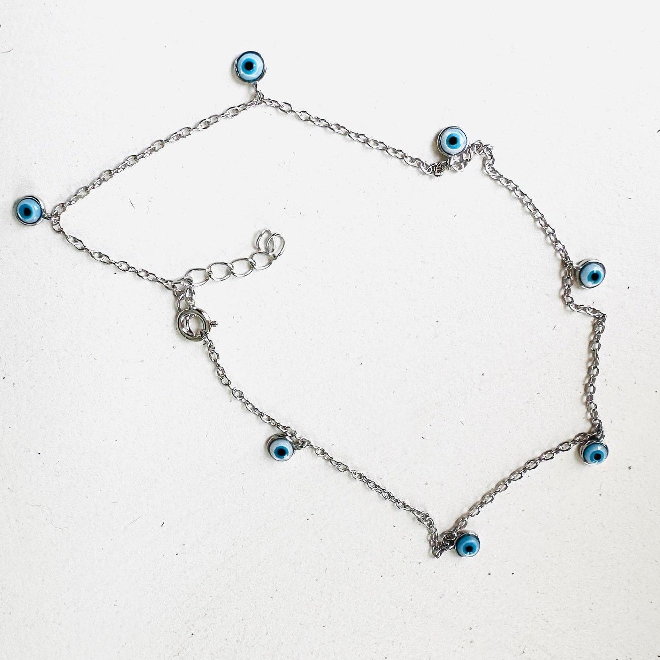 The Unbranded Brand Sterling Silver Evil Eye Dainty Anklet Size ONE SIZE - 2 Thumbnail