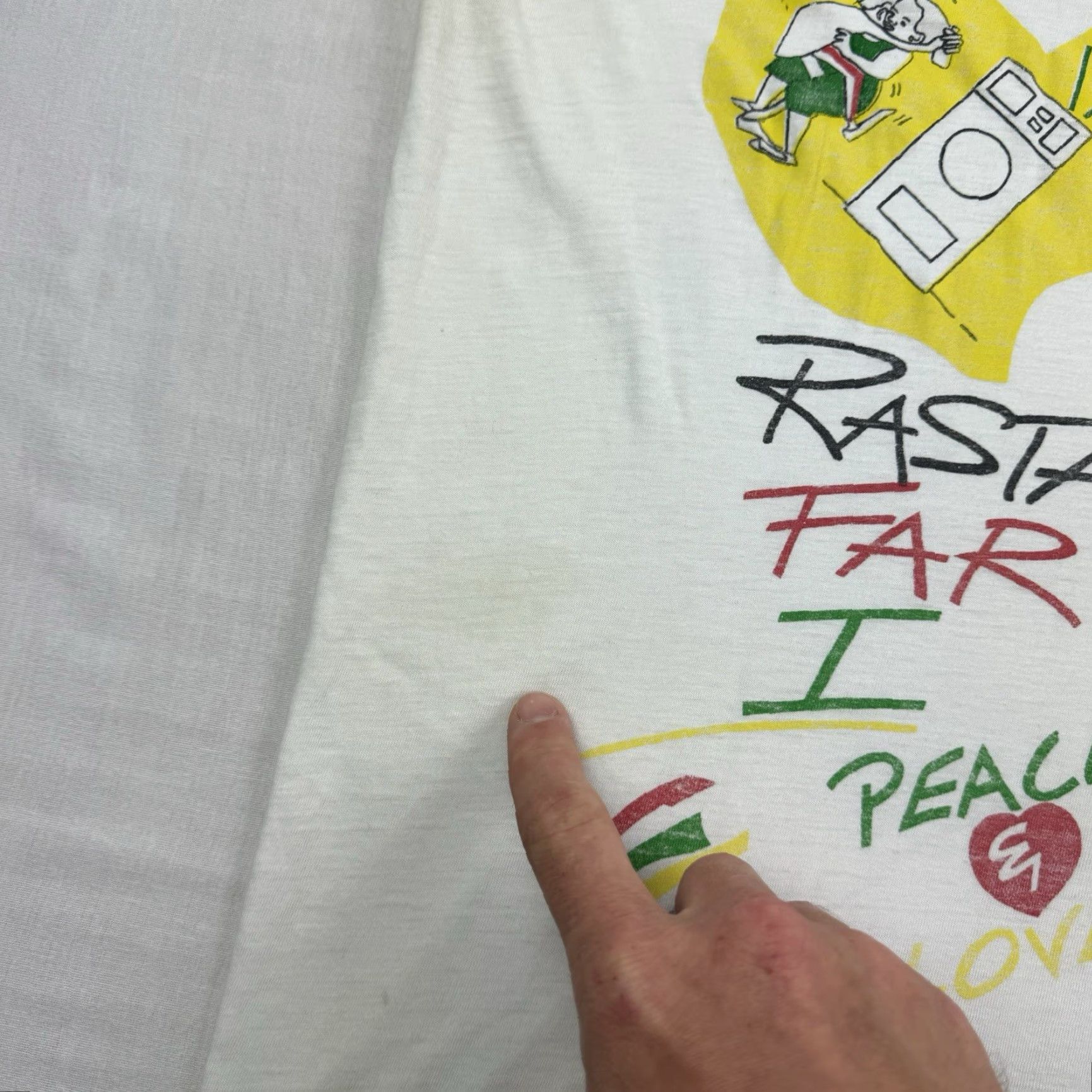Vintage VINTAGE Jamaica Rasta T-Shirt Adult Medium White Graphic Print Grunge 80s Mens Size US M / EU 48-50 / 2 - 5 Thumbnail