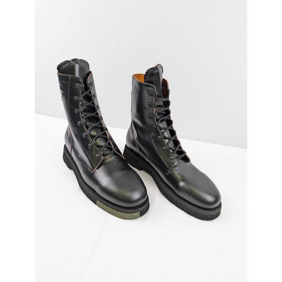 Off-White o1rshd1 Leather Sponge Combact Boots in Black Size US 12 / EU 45 - 15 Thumbnail