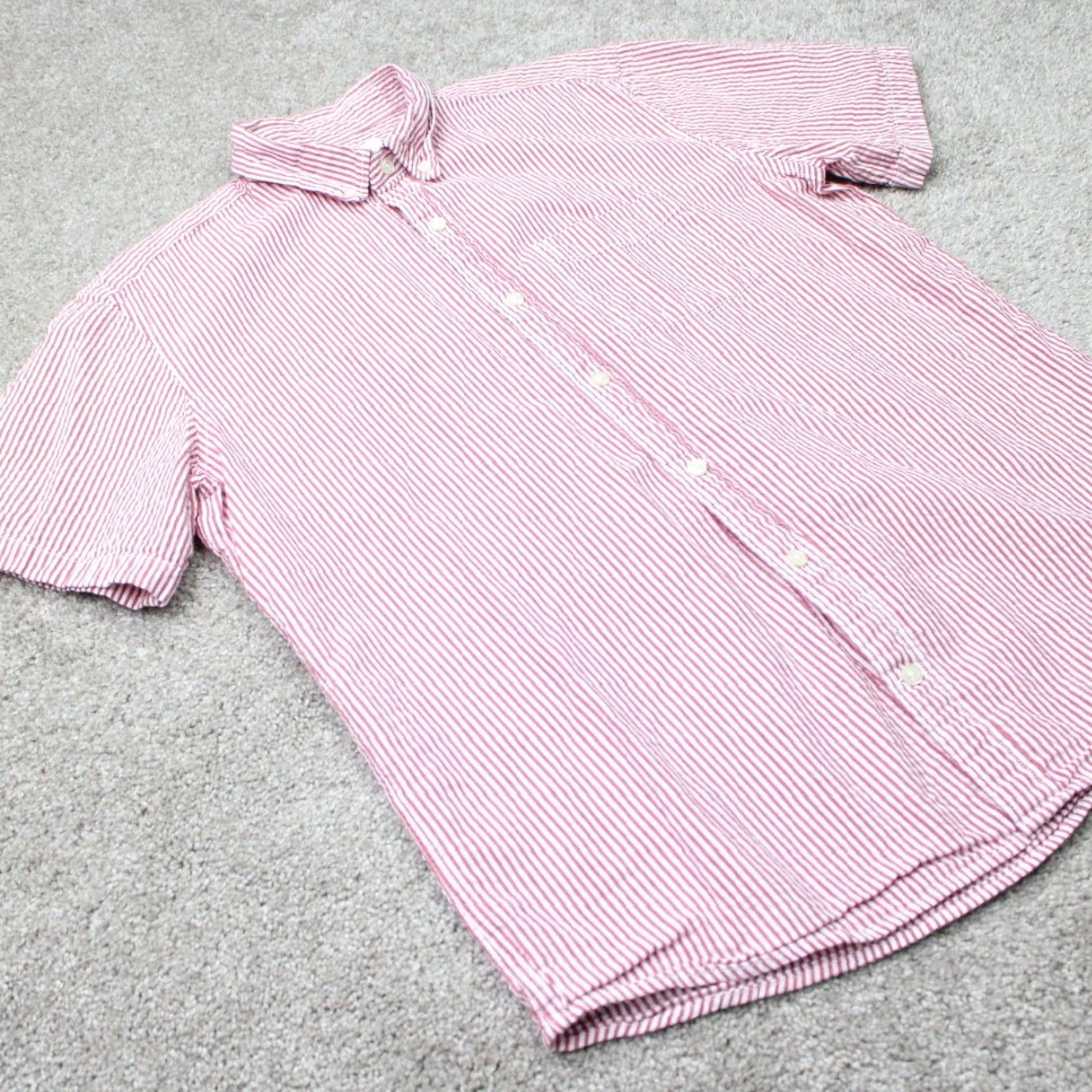 Gap GAP Shirt Mens Medium Red/White Striped Seersucker 100% Cotton Short Sleeve Size US M / EU 48-50 / 2 - 6 Thumbnail