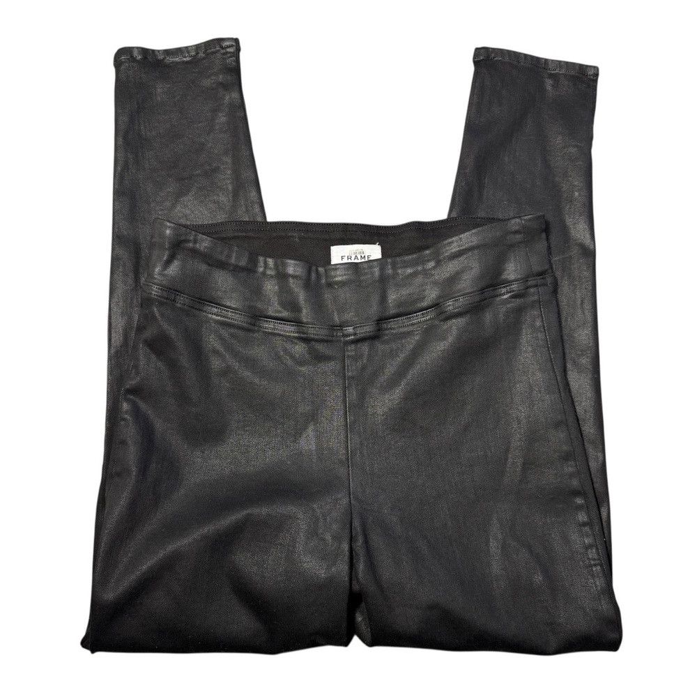 Frame Frame Jet Set Skinny Crop Slit Noir Coated Jeans Size 2 Size 26" / US 2 / IT 38 - 4 Thumbnail