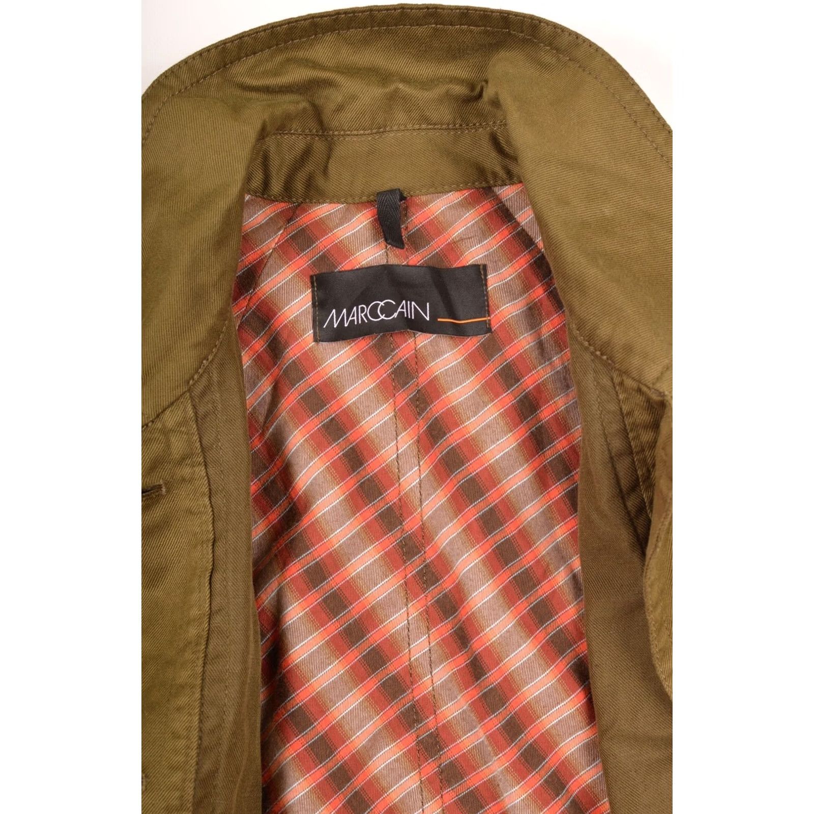 Marcs Marc Cain Designer Khaki Cotton Linen Parka Jacket KS 11.01 W27 Size N 4 Womens Coat Green 90s Style Size S / US 4 / IT 40 - 3 Thumbnail