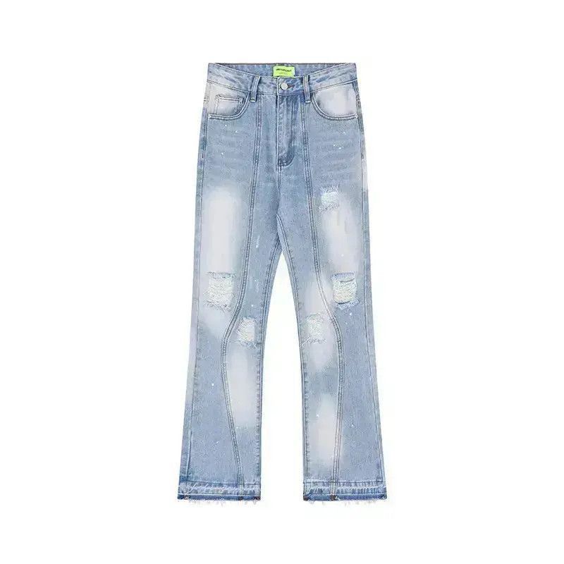Japanese Brand Light colored distressed patchwork jeans Size US 32 / EU 48 - 5 Thumbnail