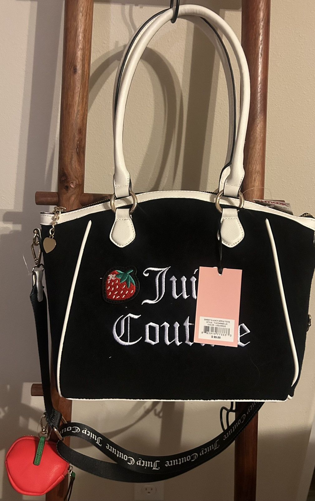 Juicy Couture Juicy Couture Sweet N Juicy Apple Tote Liquorice Size ONE SIZE - 3 Thumbnail