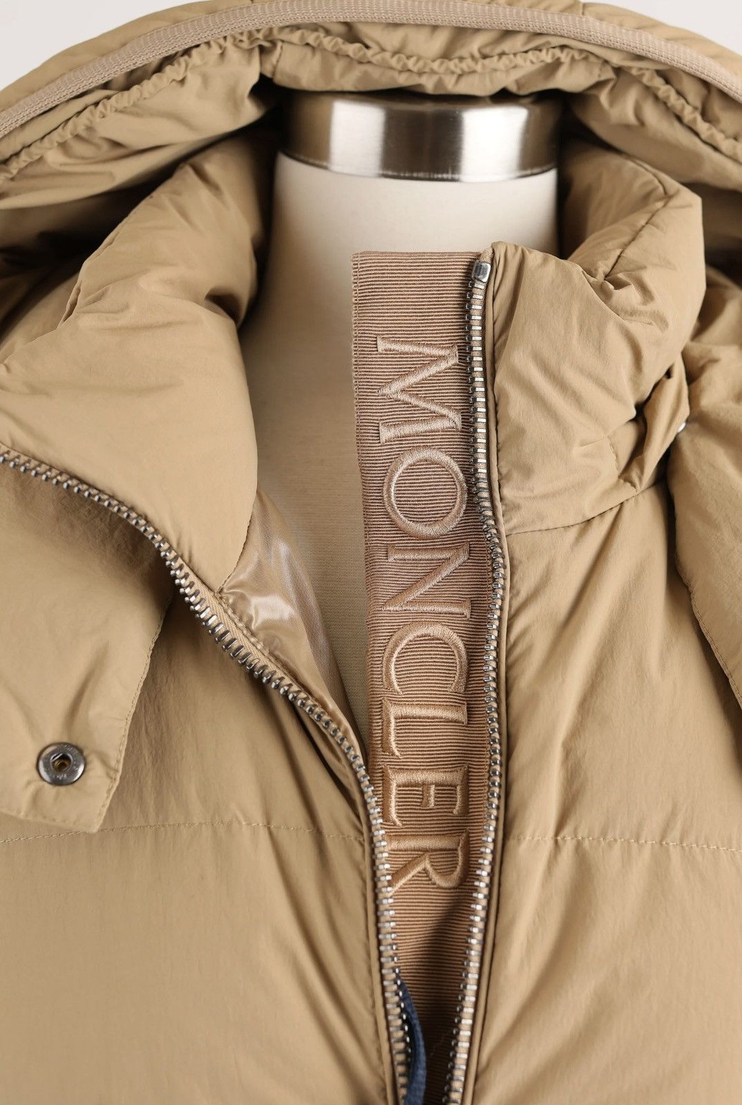 Moncler Badymore Quilted Down Parka - Beige Size L / US 10 / IT 46 - 2 Thumbnail