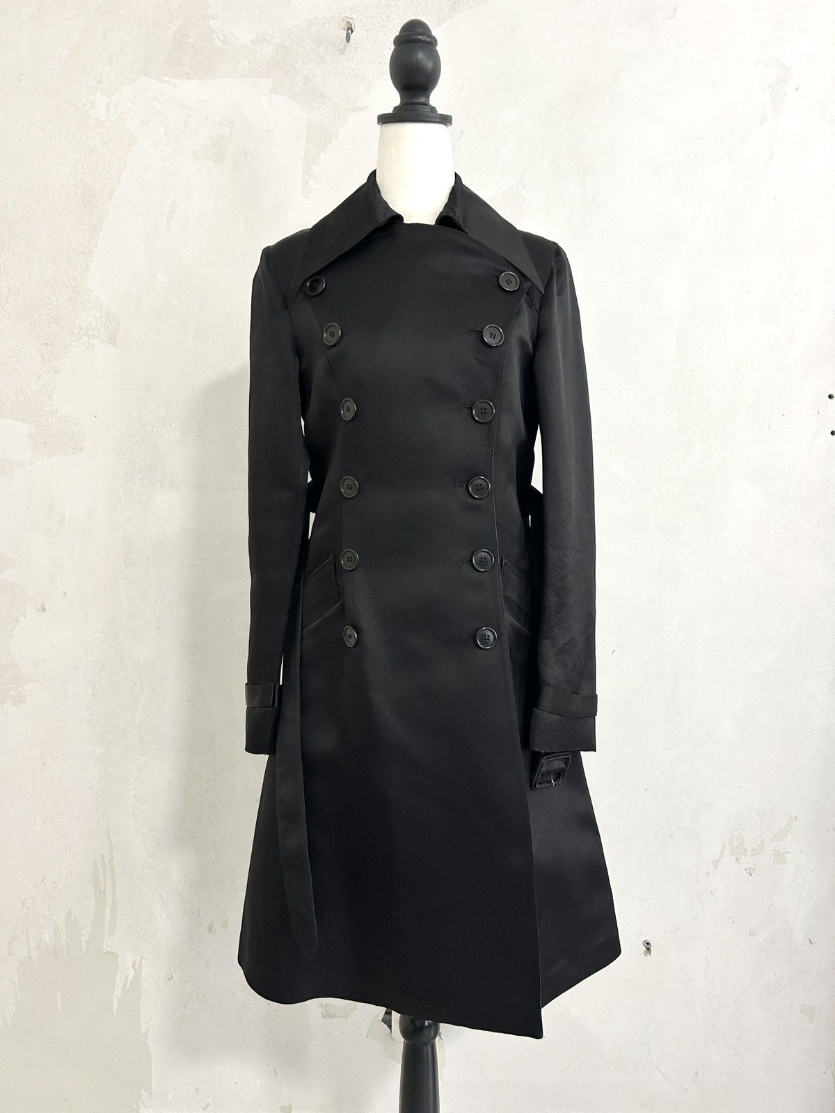 Helmut Lang A/W 2004 100% silk double breasted trench coat Size M / US 6-8 / IT 42-44 - 2 Thumbnail