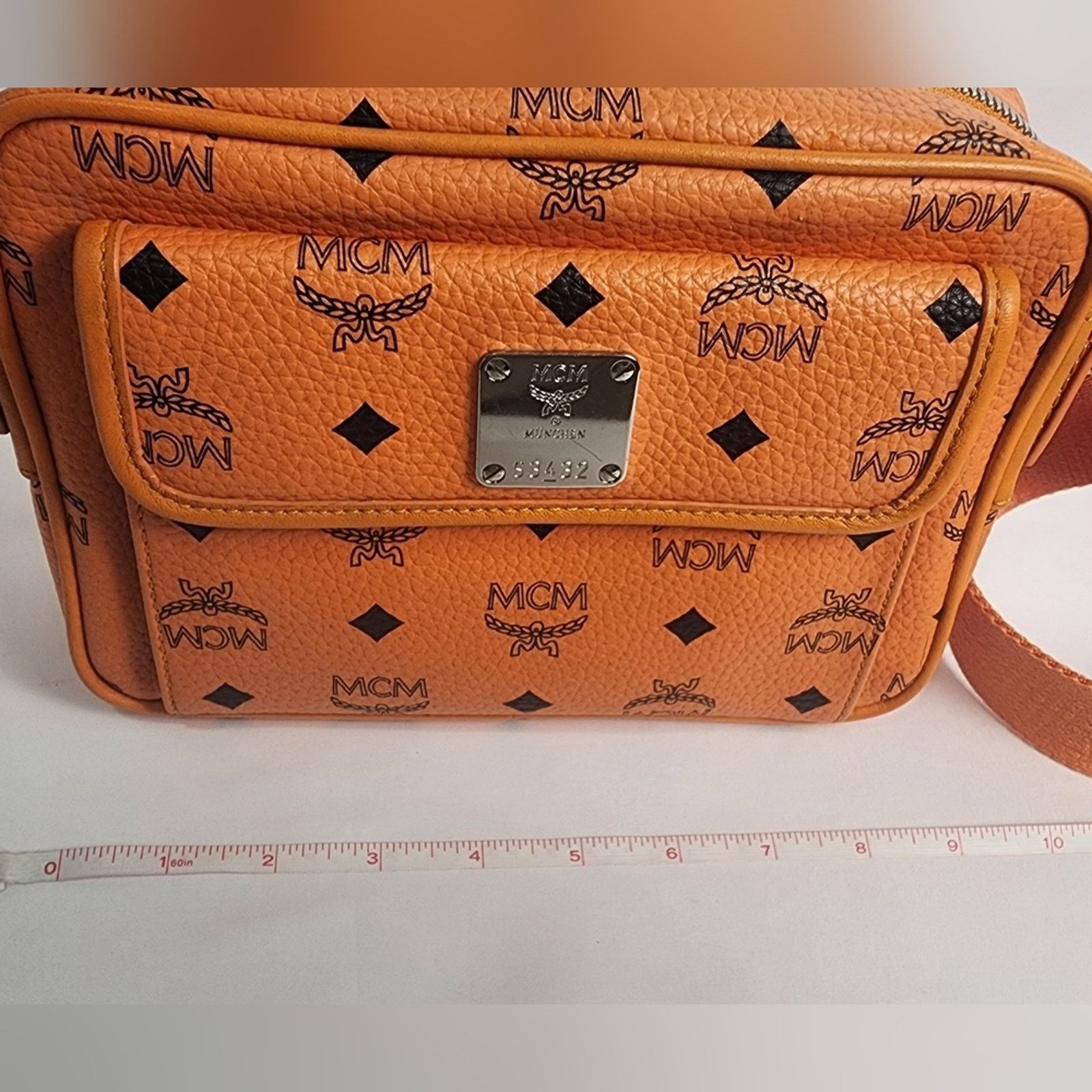 MCM Auth MCM Aren Orange Monogram Crossbody Bag Silver Hardware Size ONE SIZE - 9 Thumbnail