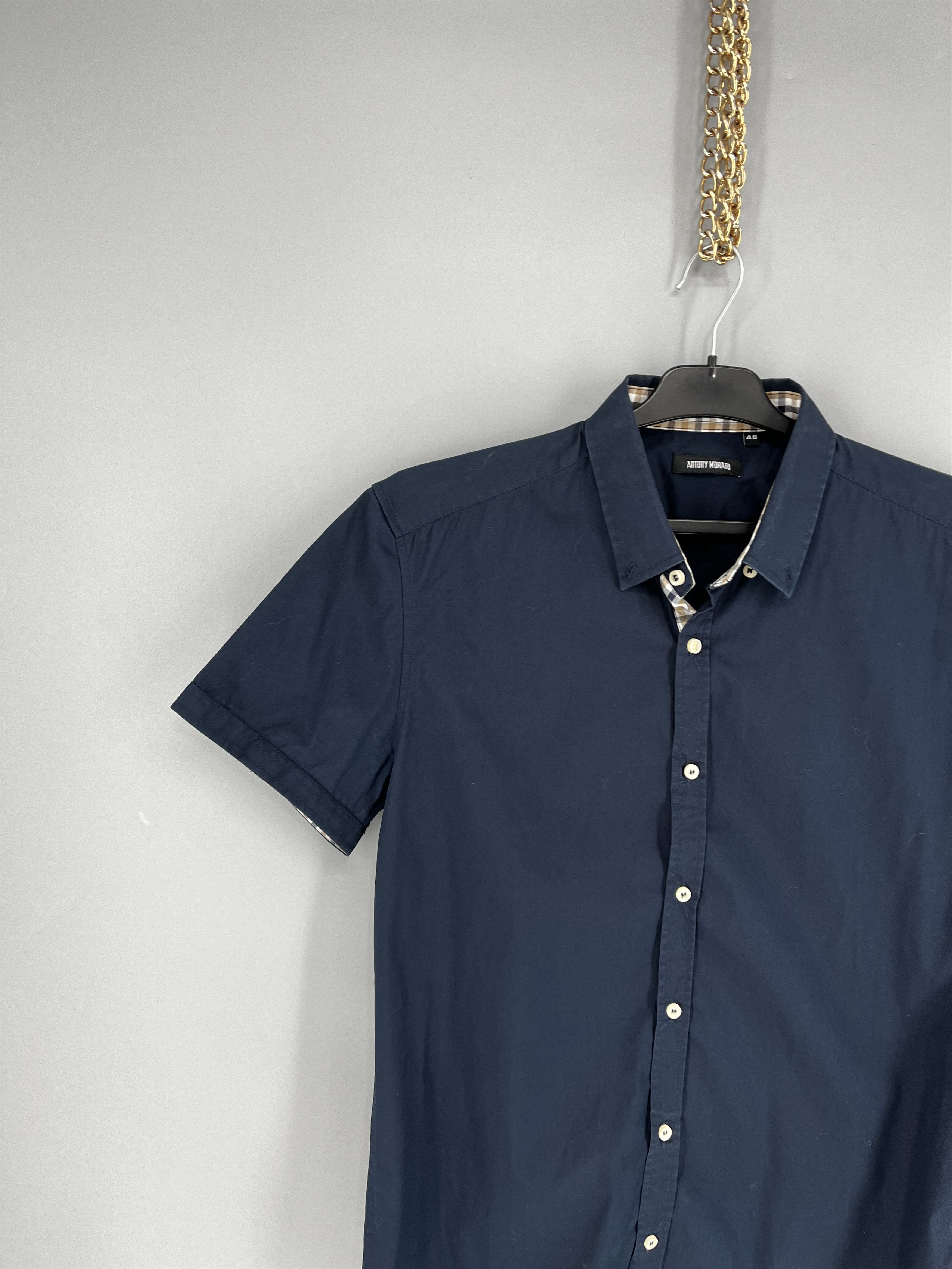Antony Morato MENS ANTONY MORATO Slim Navy Black Button Casual Dress Shirt Size US M / EU 48-50 / 2 - 4 Thumbnail