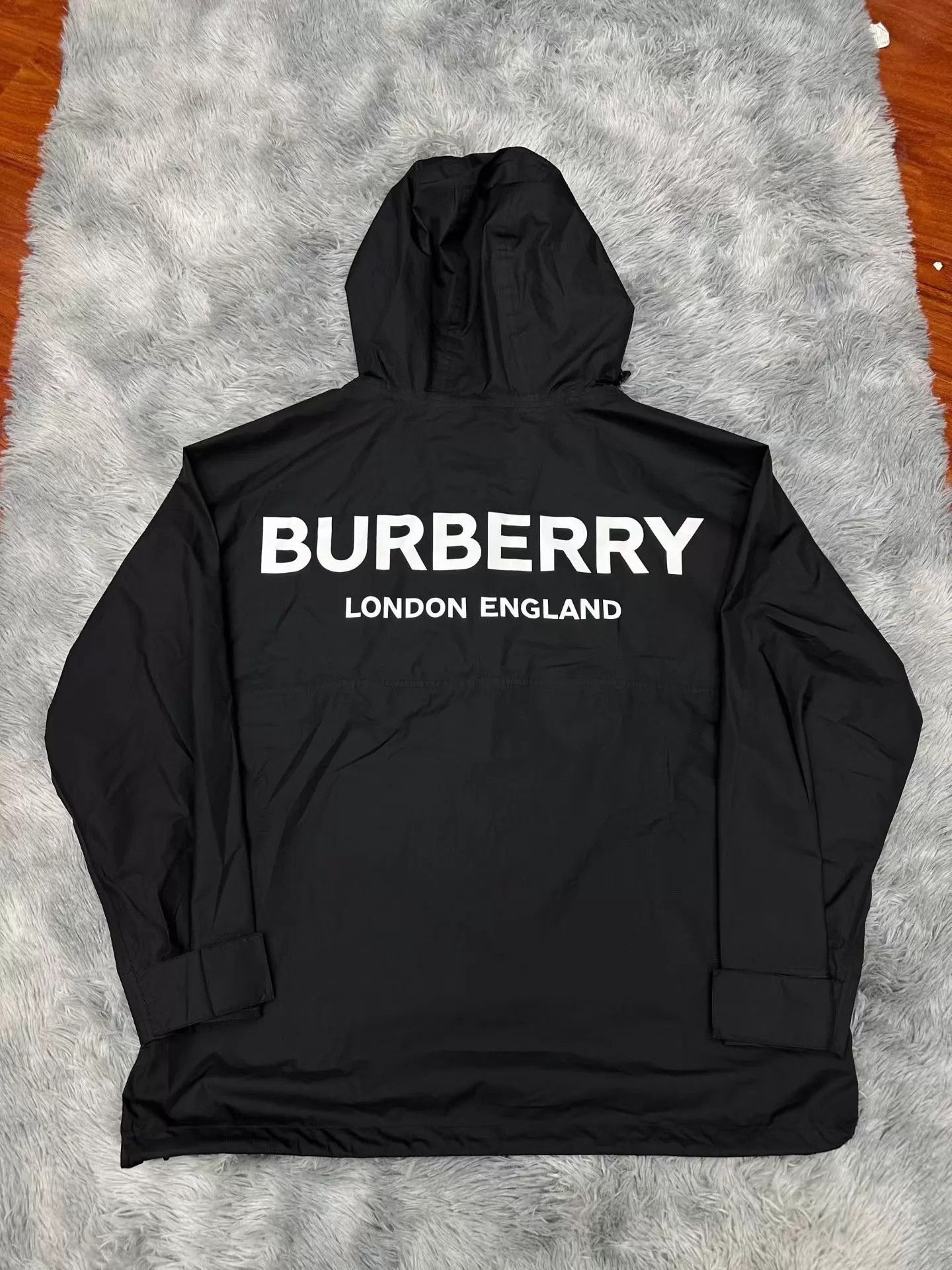 Burberry Black Hooded Light Jacket with Zip Pockets - Size S Size US S / EU 44-46 / 1 - 2 Thumbnail
