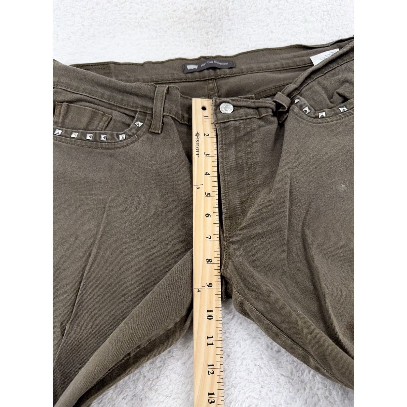 Levi's Levi's Jeans 524 Womens 33 Regular Brown Studded Low Skinny Pants Pockets Stretch Denim 32in Inseam Womens Size 24" / US 00 / IT 34 - 7 Thumbnail