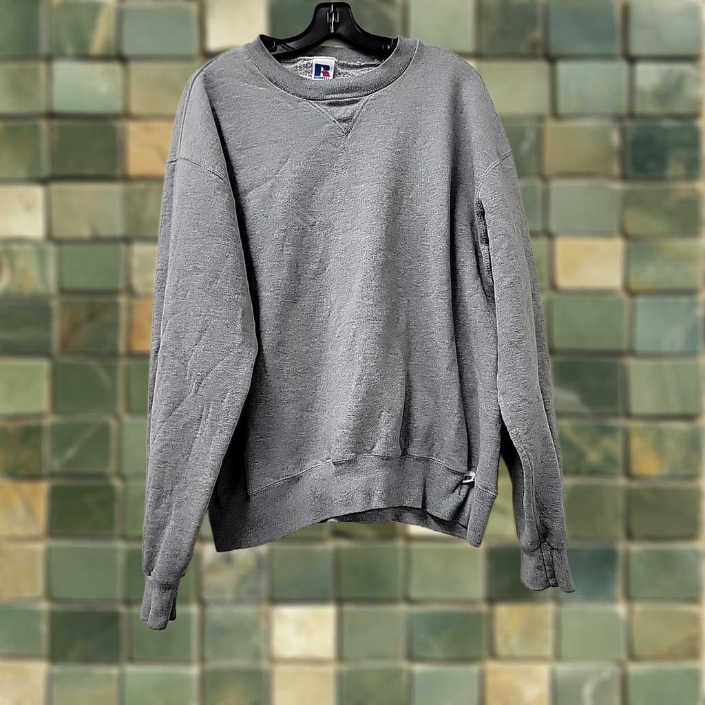 Russell Athletic VINTAGE Russell Athletic Sweatshirt Men L Crew Neck Gray 90s Retro Graphic Logo Children: Mens Size US L / EU 52-54 / 3 - 1 Thumbnail