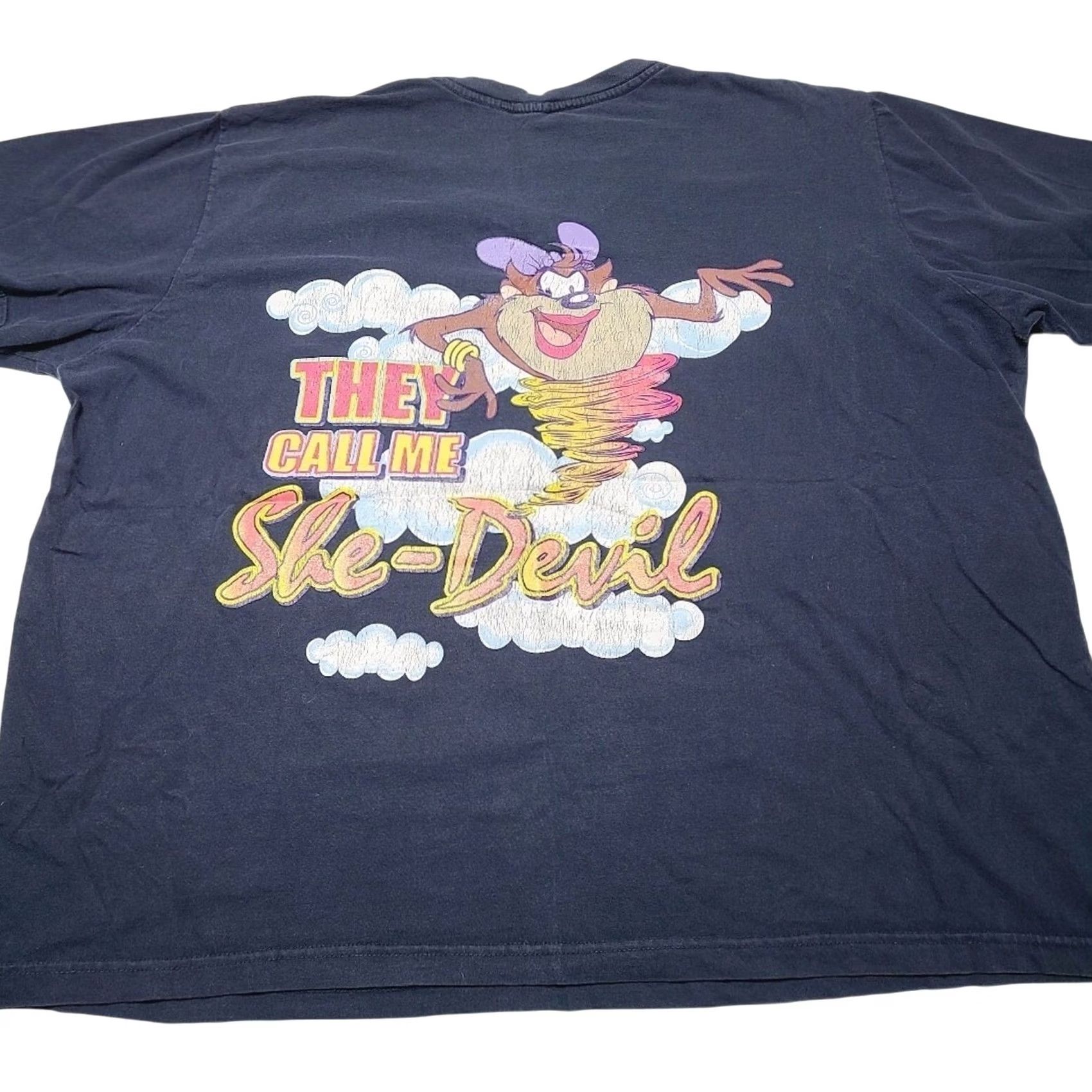 Vintage VINTAGE Looney Tunes Tasmanian She-Devil V-Neck T-Shirt Women 2XL Double Sided T-Shirt Womens Blue VTG Tasmanian 90s? Size XXL / US 16-18 / IT 52-54 - 3 Thumbnail