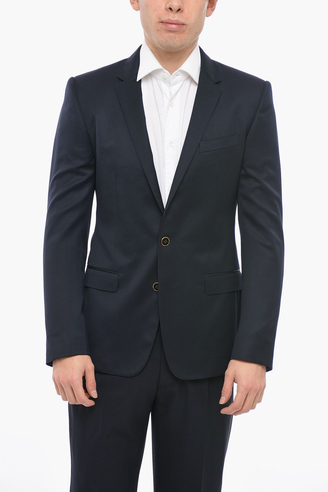 image of Dolce Gabbana Og1Mm0424 Martini Slim Fit Virgin Wool Blazer In Blue, Men's (Size Medium)