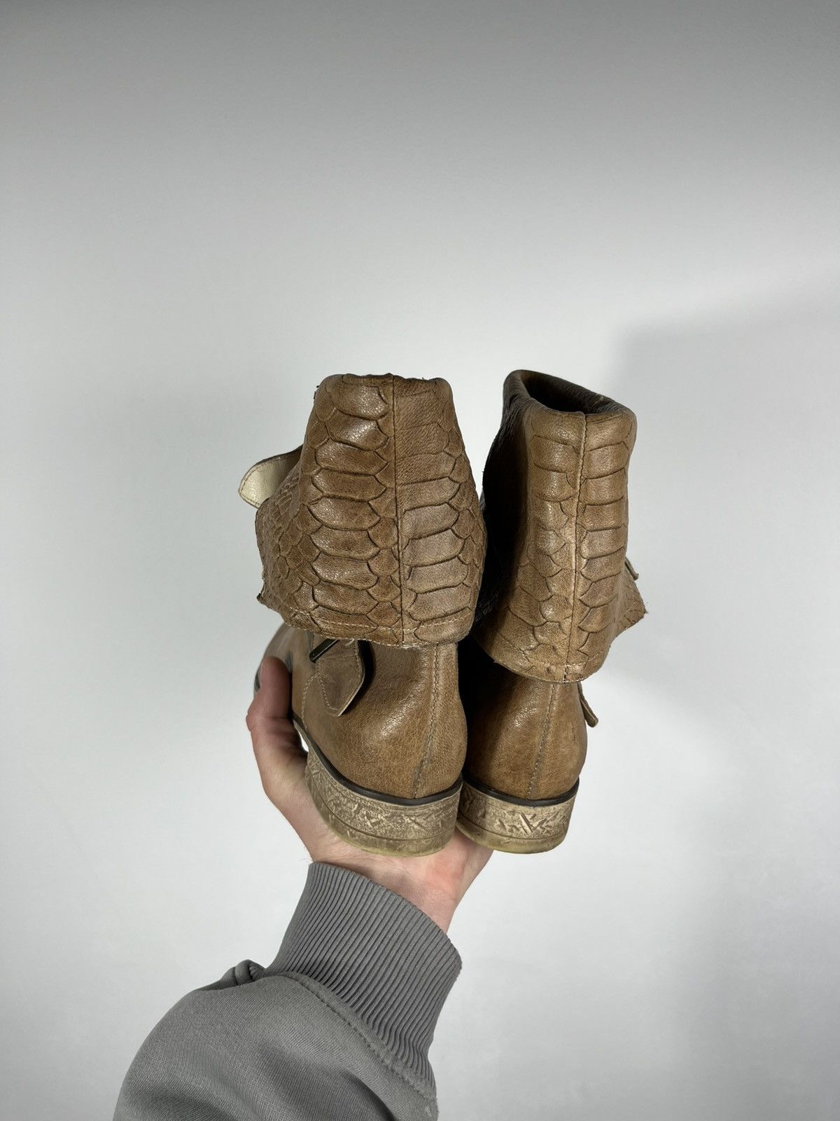 Other Avant Garde Leather Buckle Ankle Boots EU 38 Brown Textured Size US 7 / IT 37 - 8 Thumbnail