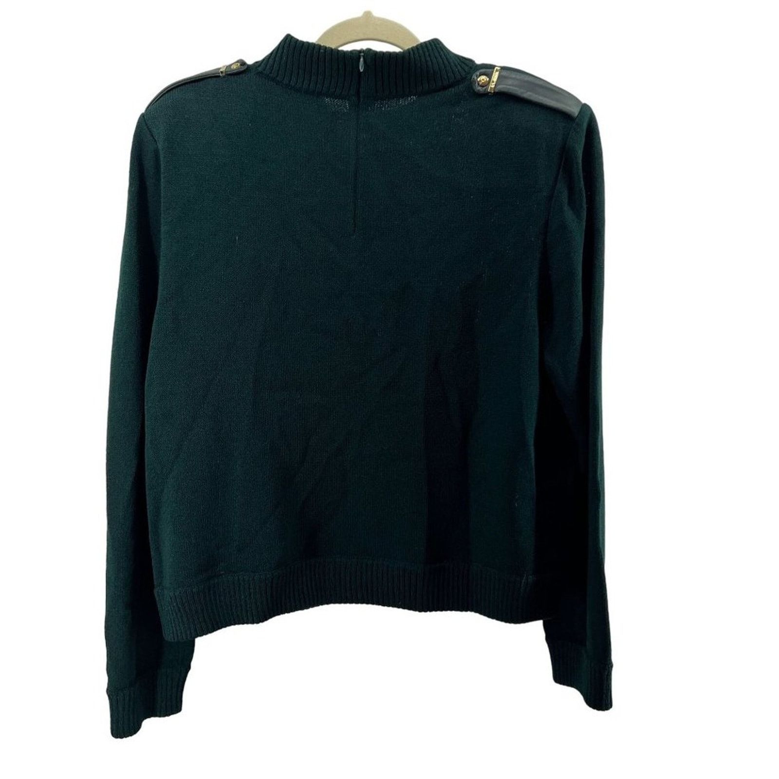 St. John VTG St John Dark Green Knit Sweater Leather Shoulder Size 14 Size XL / US 12-14 / IT 48-50 - 9 Thumbnail
