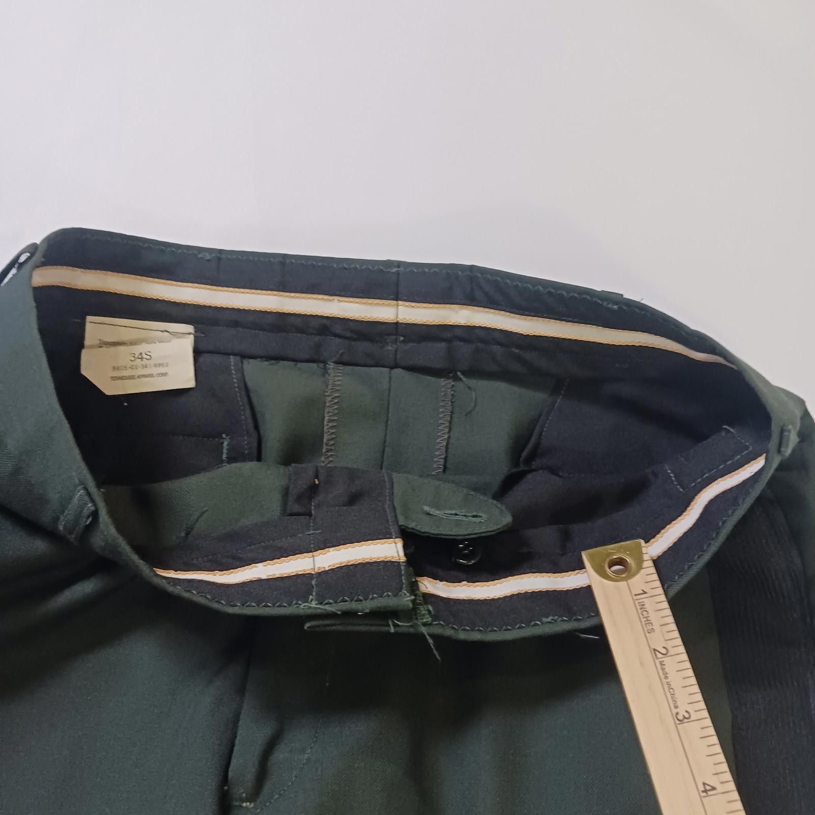Designer Tennessee Apparel Men 34S Poly/Wool Serge Army Green Trouser Size ONE SIZE - 4 Thumbnail