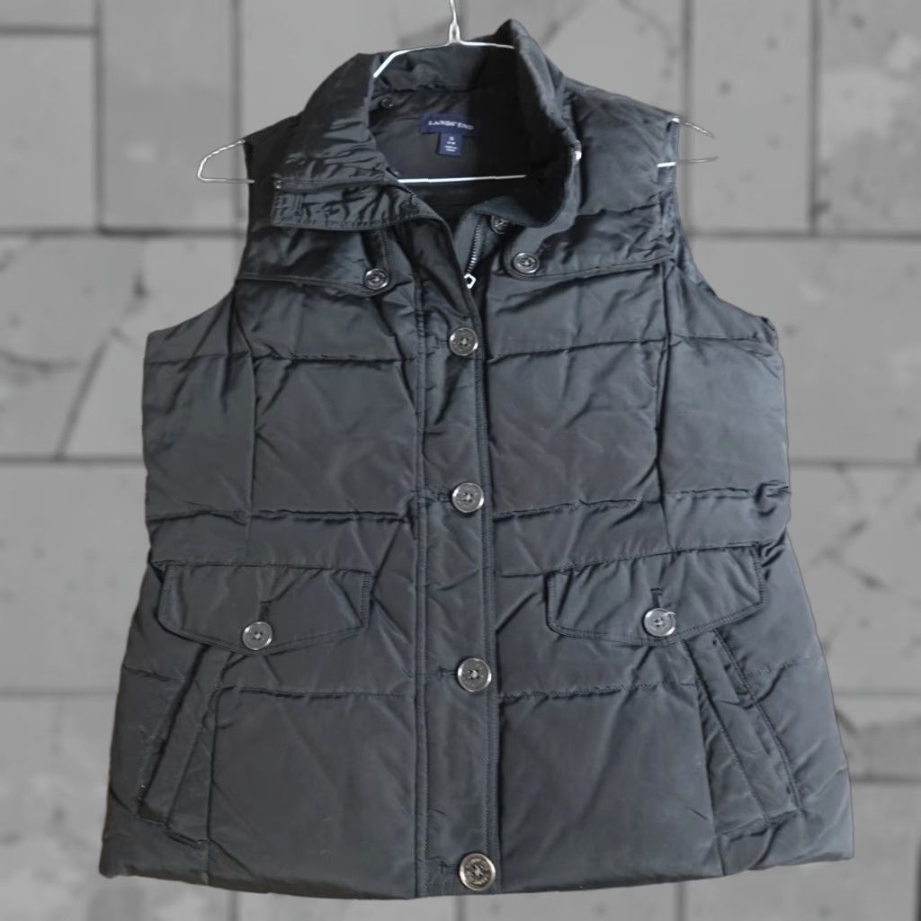 Lands' End Lands' End Womens Vest Small Black Solid Down Filled Quilted Zip Vest Ladies Black Down Filled Vest Size S / US 4 / IT 40 - 1 Thumbnail