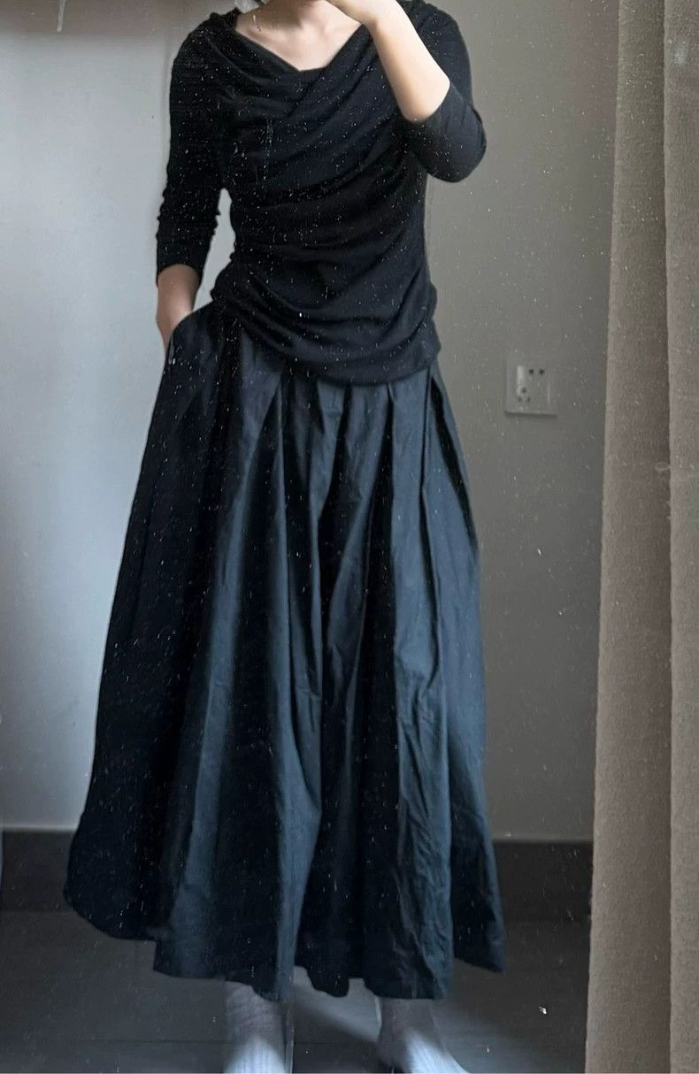 Comme des Garcons Comme des Garcons size S Black pleated floral skirt Size 23" - 3 Thumbnail