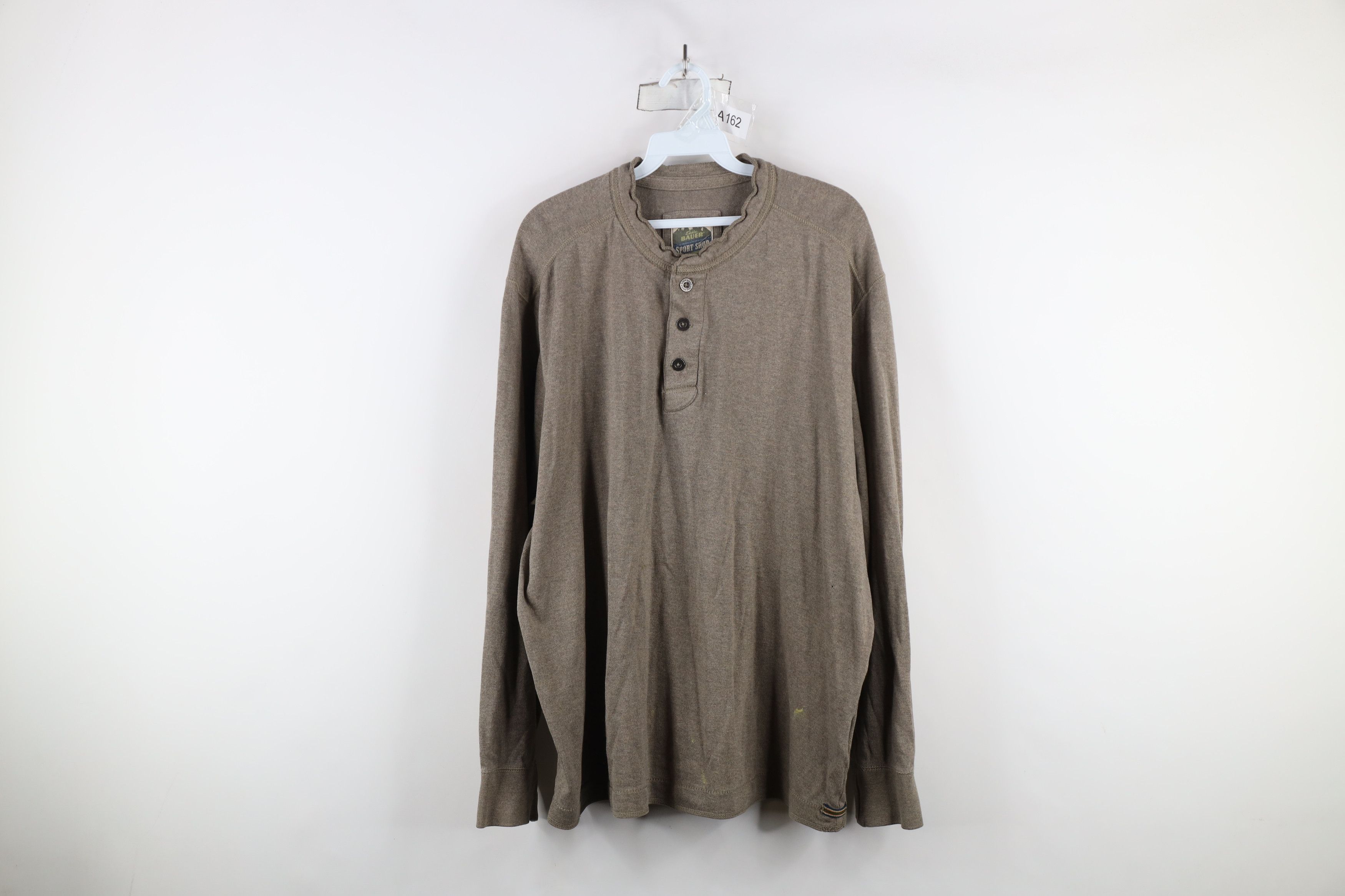 Eddie Bauer × Vintage Vintage Eddie Bauer Cotton Ribbed Knit Henley T-Shirt Beige Size US XL / EU 56 / 4 - 1 Thumbnail