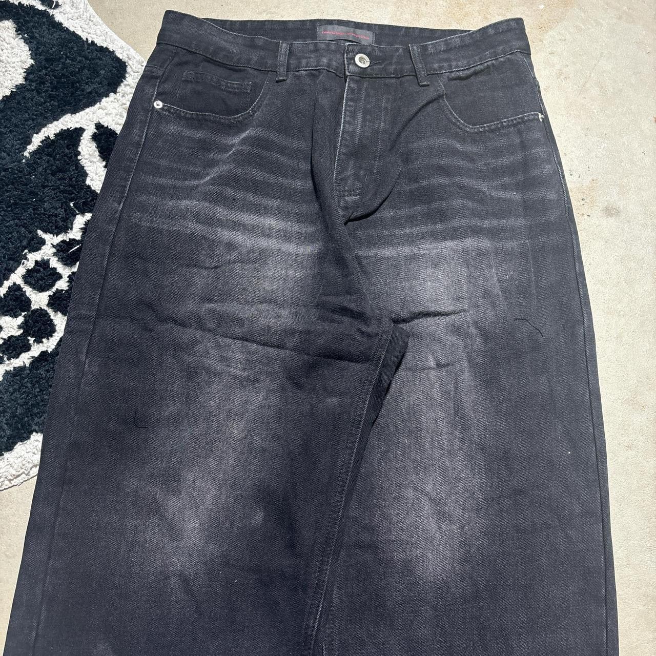 Japanese Brand Y2K Black Washed Wide-Leg Denim Jeans Size US 30 / EU 46 - 6 Thumbnail