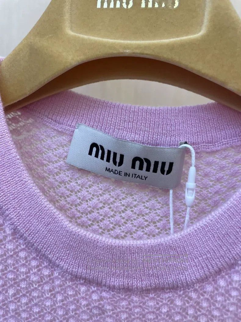 Miu Miu Miu Miu 38 Pink hollow cashmere short sleeves Size M / US 6-8 / IT 42-44 - 3 Thumbnail