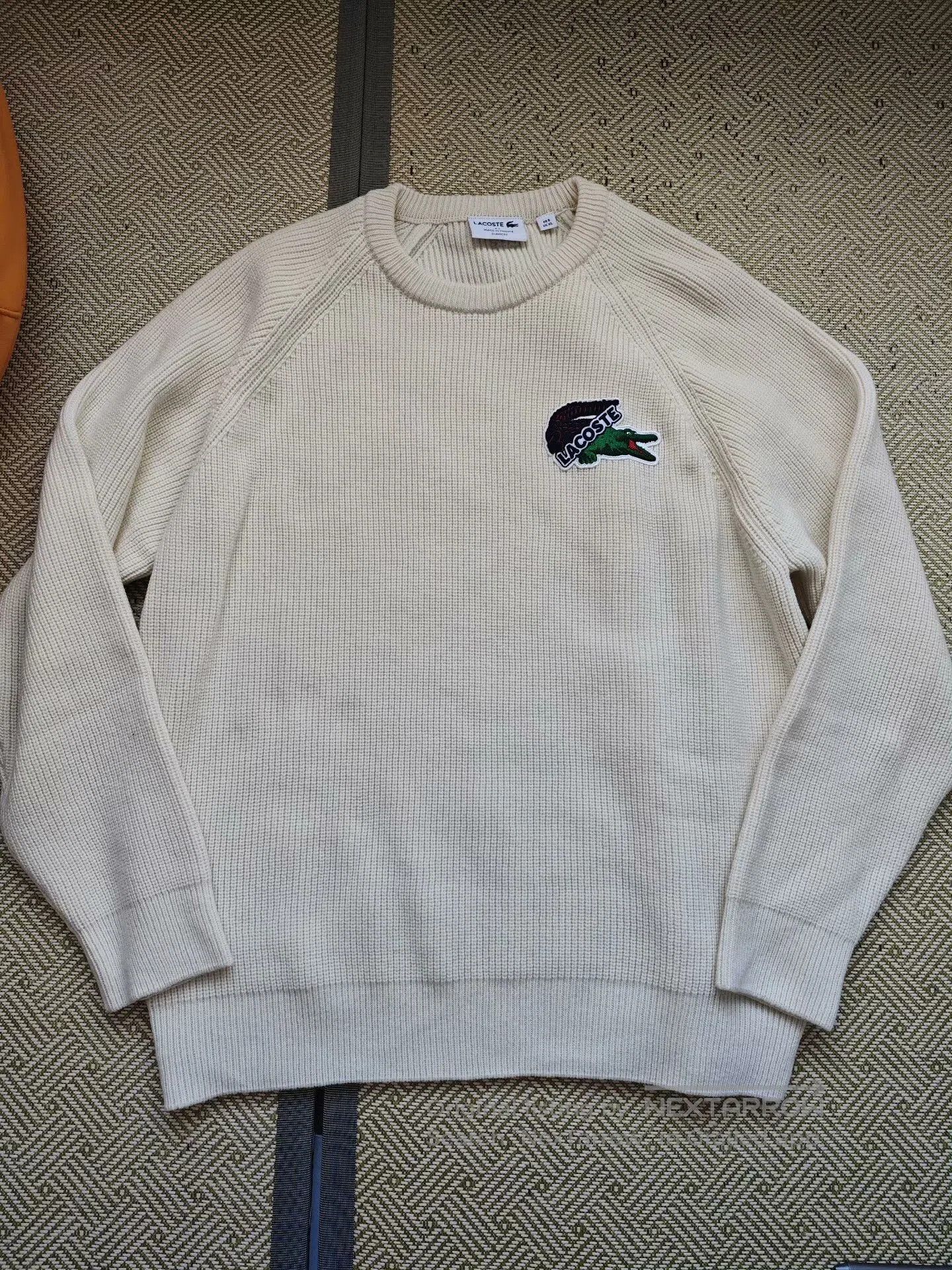 Lacoste lacoste ivory ribbed sweater with embroidery. Size US XL / EU 56 / 4 - 1 Thumbnail