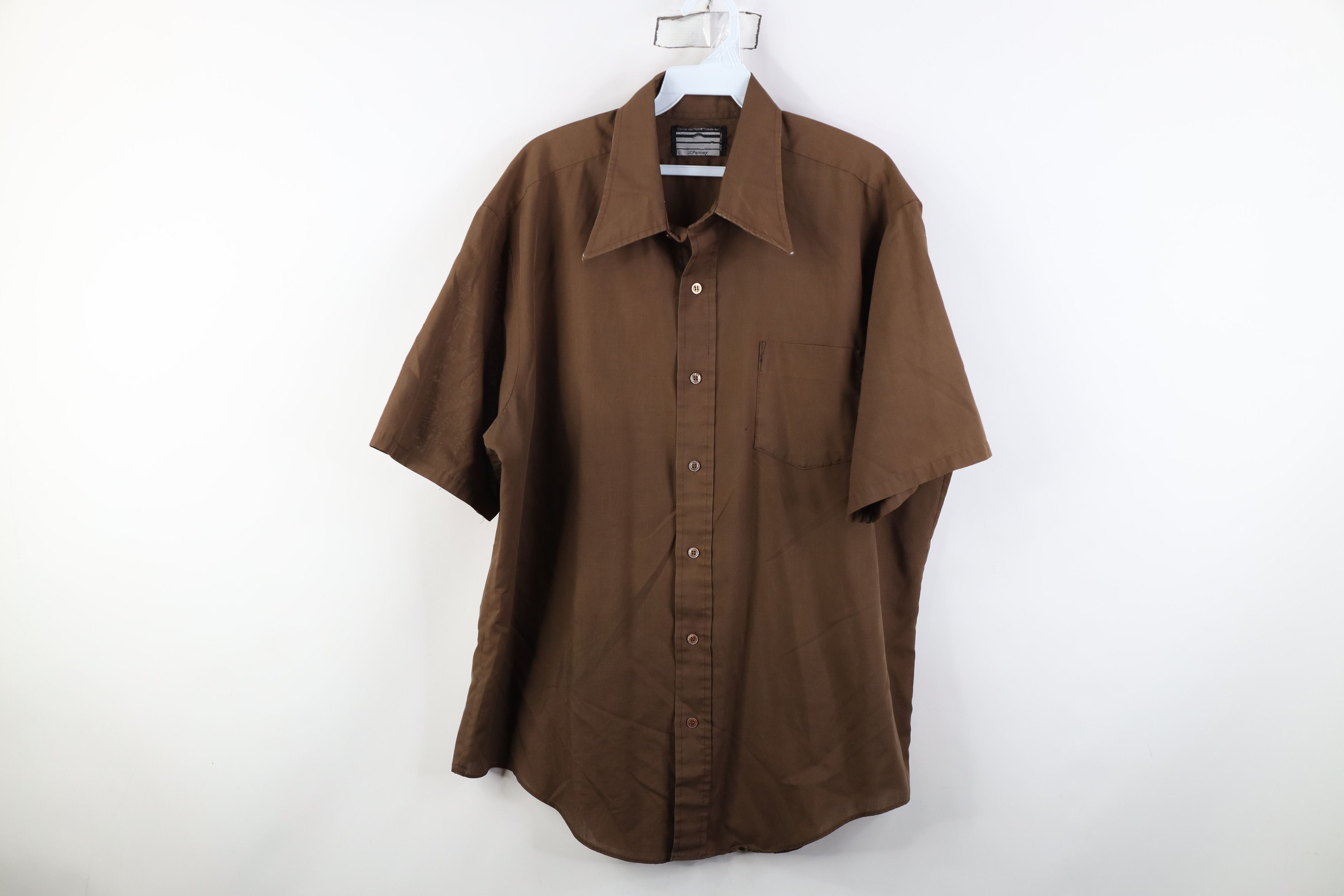 Vintage Vintage 70s Streetwear Short Sleeve Button Shirt Brown Size US XL / EU 56 / 4 - 1 Thumbnail