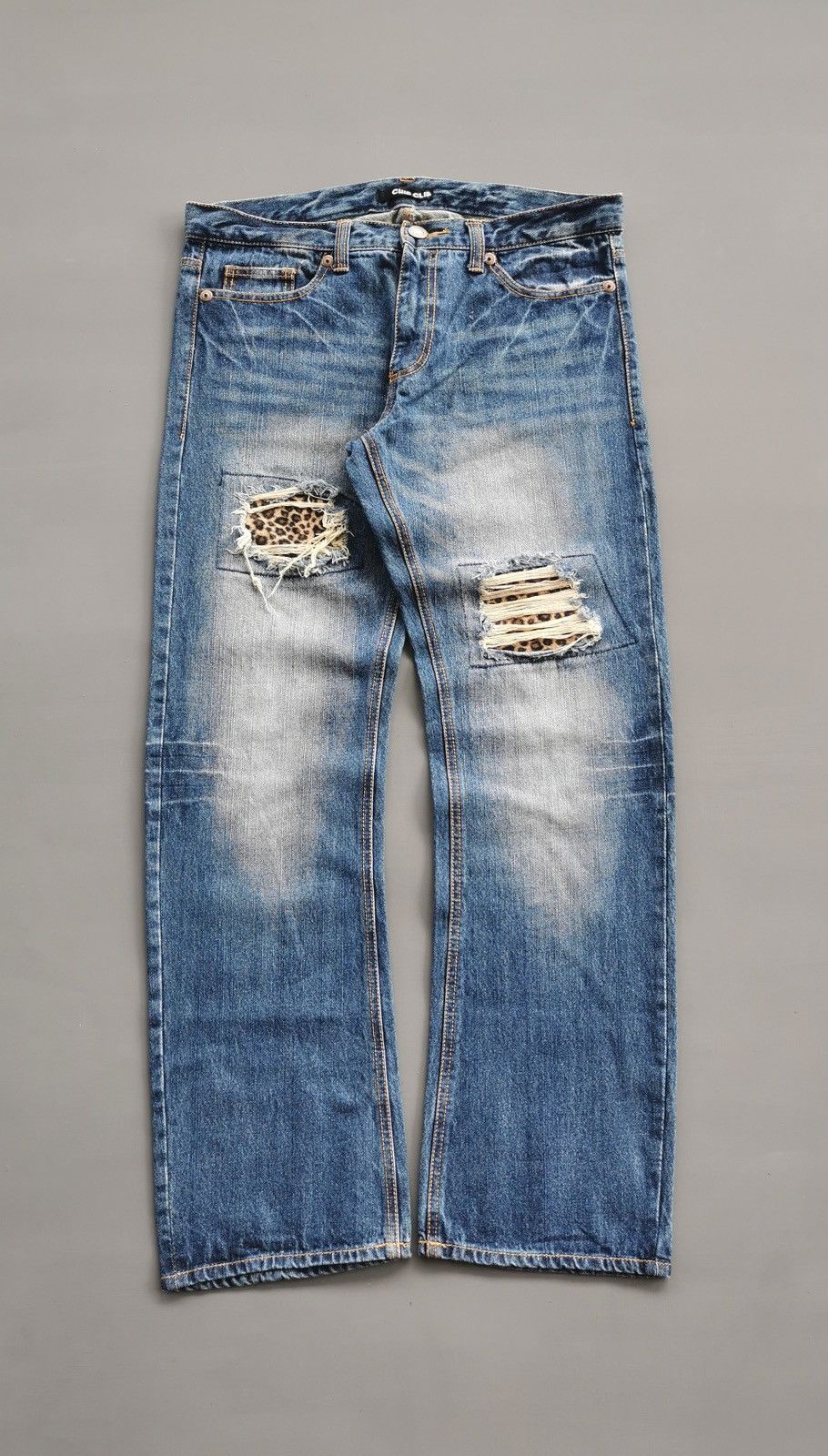 Japanese Brand Chip Clip Japan CPST Leopard Distressed Patchwork Denim Jean Size US 34 / EU 50 - 4 Thumbnail