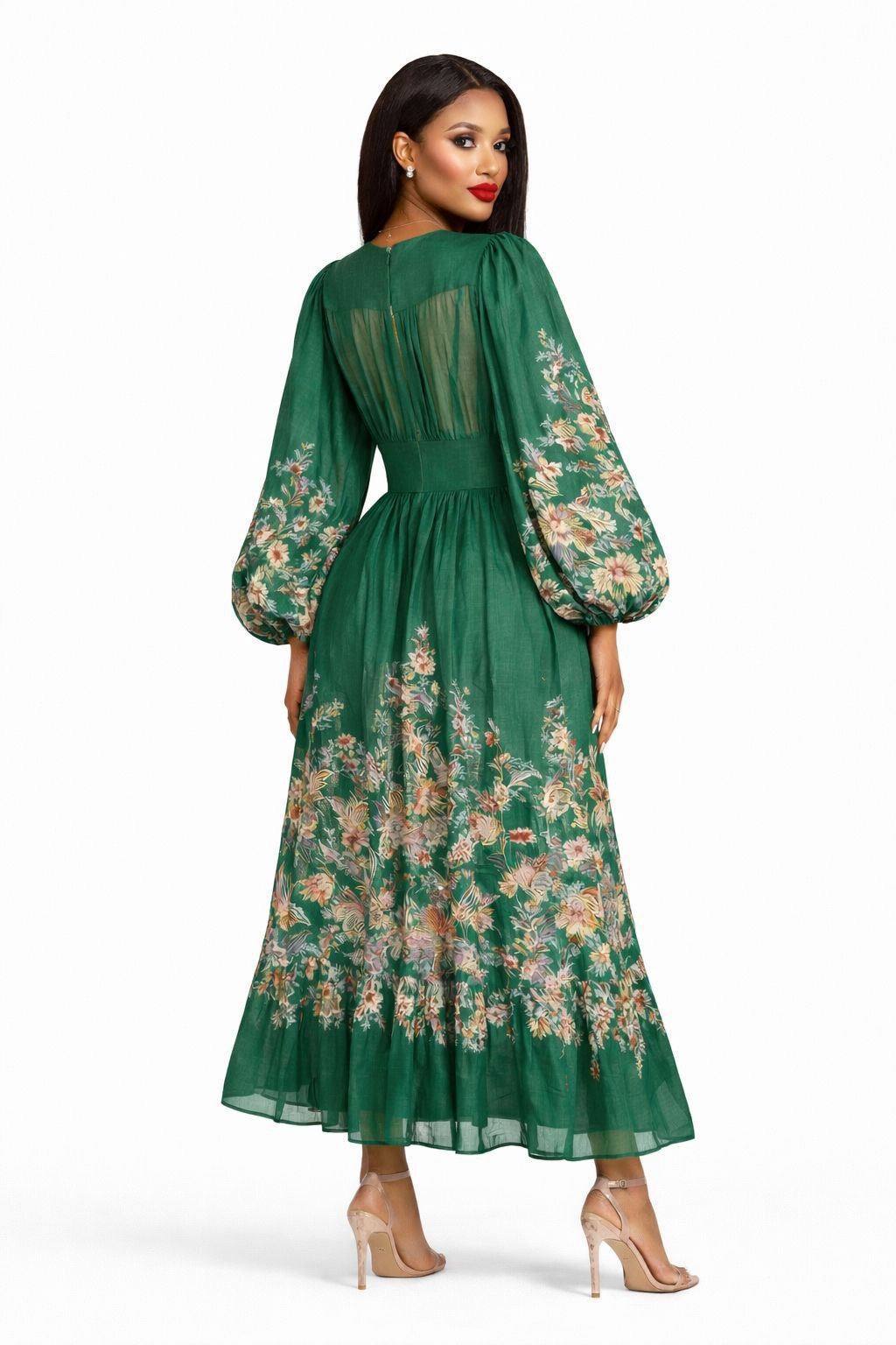 Zimmermann ZIMMERMANN RHIANNON PLUNGE MAXI DRESS GREEN MULTI PAISLEY Size L / US 10 / IT 46 - 2 Thumbnail