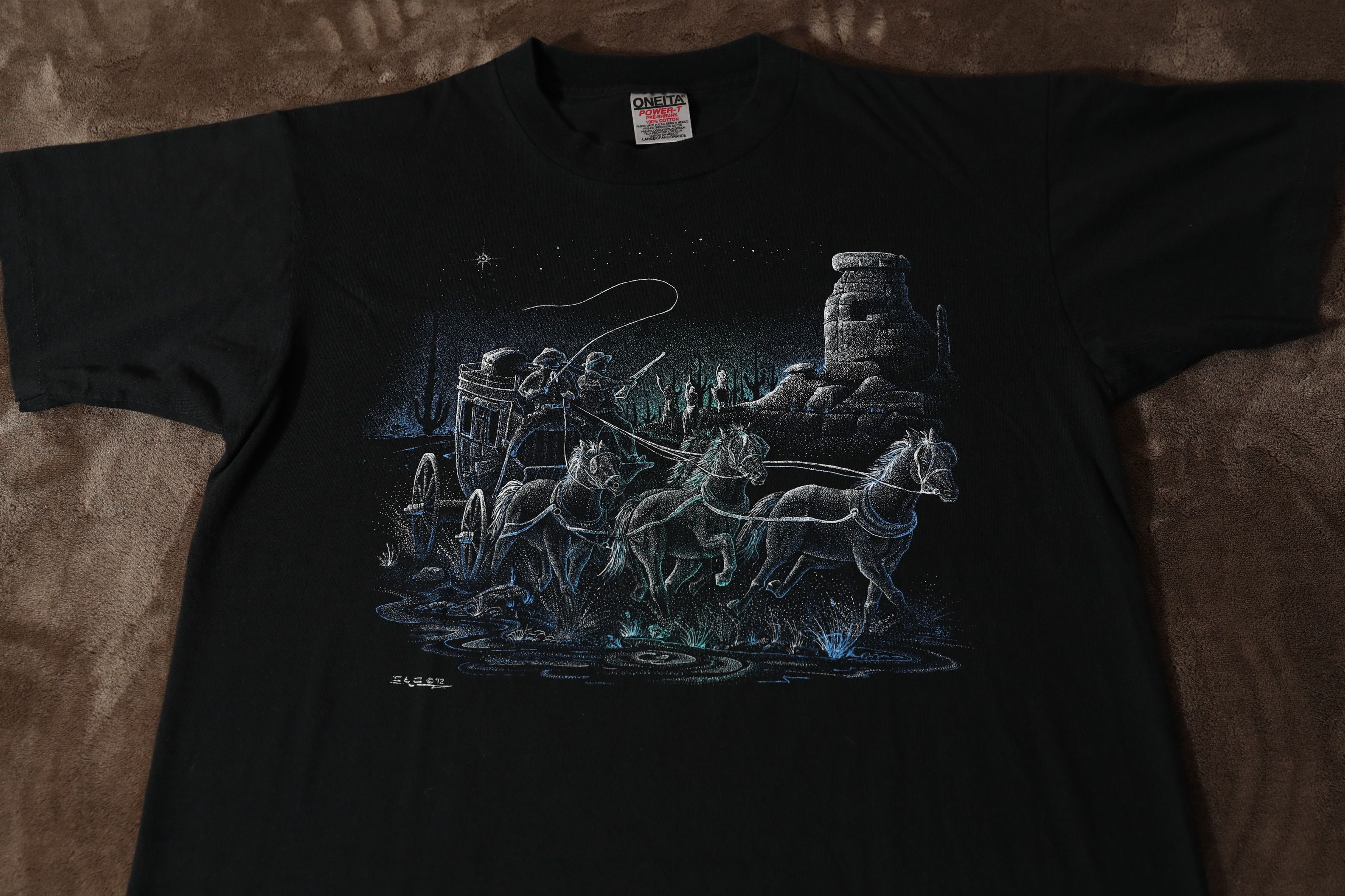 Vintage Vintage WYOMING Night Canyon 1992 Cowboy Tee (L) Size US L / EU 52-54 / 3 - 3 Thumbnail