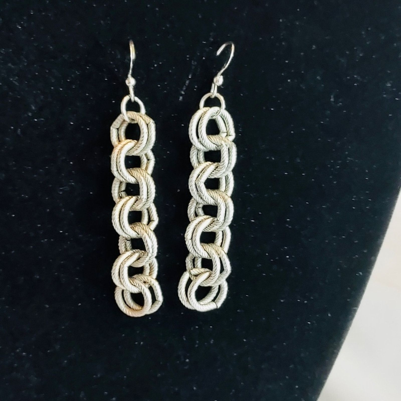 Other Silver Chunky Double Chain Mail Chainmaille Dangle Earrings Size ONE SIZE - 2 Thumbnail