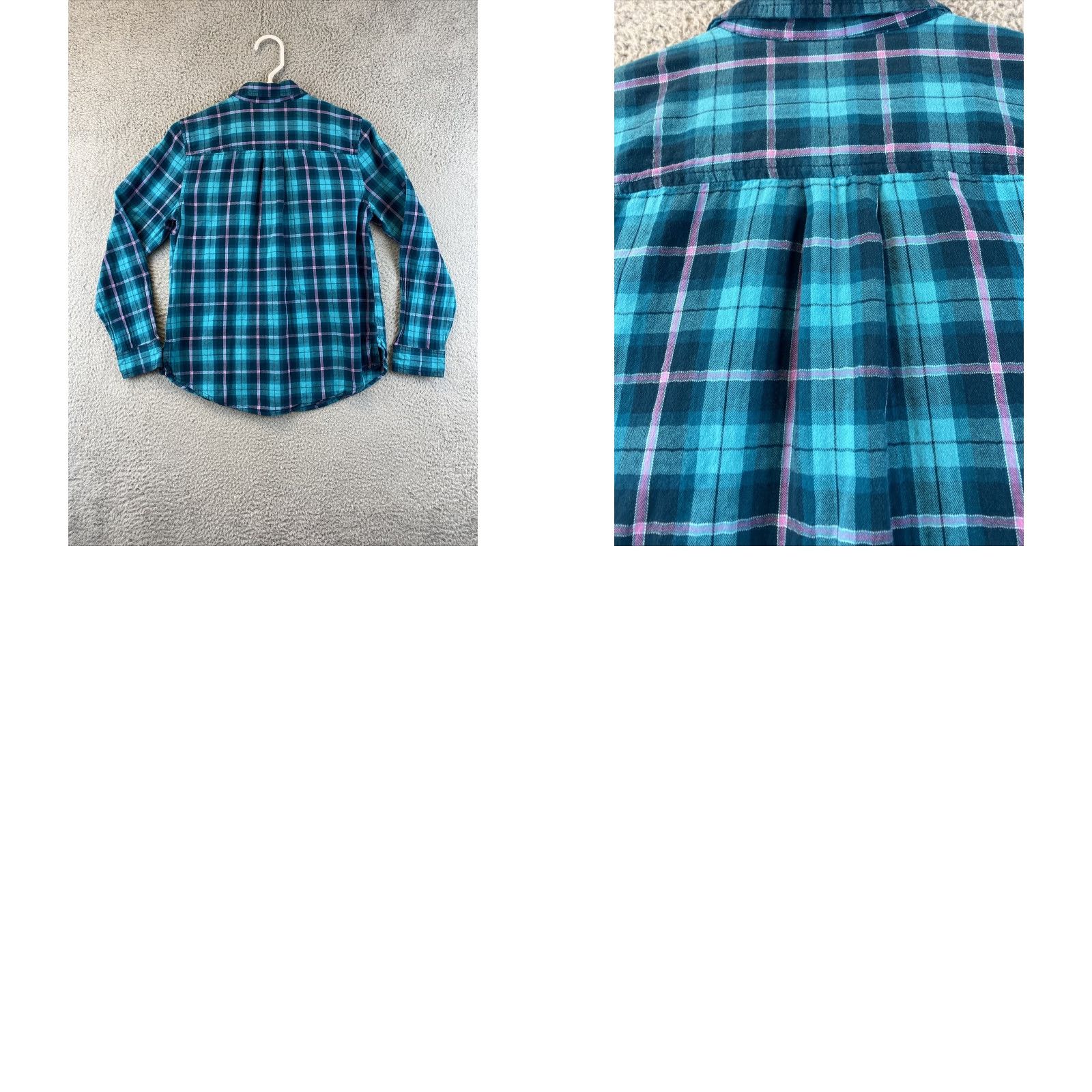 Vintage St. Johns Bay Shirt Girls L Casual Button-Up Long Sleeve Plaid Turquoise, Cotton, Regular, Turquoise, 79-14 Size US L / EU 52-54 / 3 - 8 Thumbnail