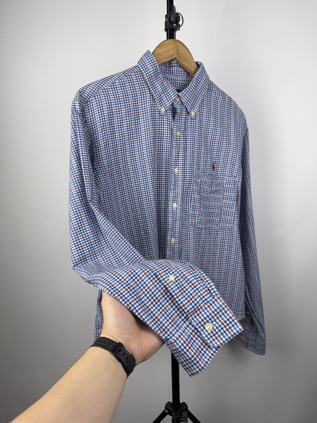Polo Ralph Lauren × Vintage Ralph Lauren Check Oxford Shirt Blue Red Size L Size US L / EU 52-54 / 3 - 1 Thumbnail
