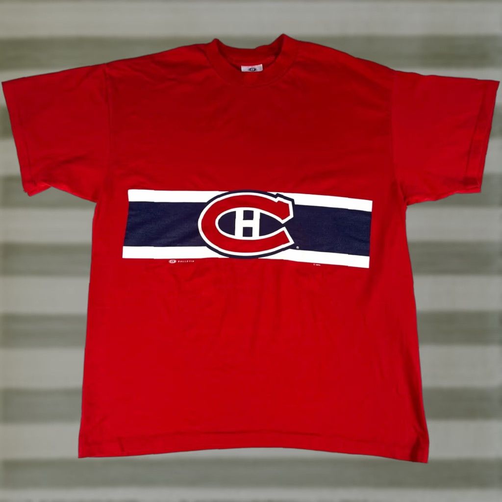 NHL VINTAGE Men's Montreal Canadiens Bulletin T-Shirt NHL 90s Red XL Short Sleeve Crew Neck Mens Size US XL / EU 56 / 4 - 1 Thumbnail