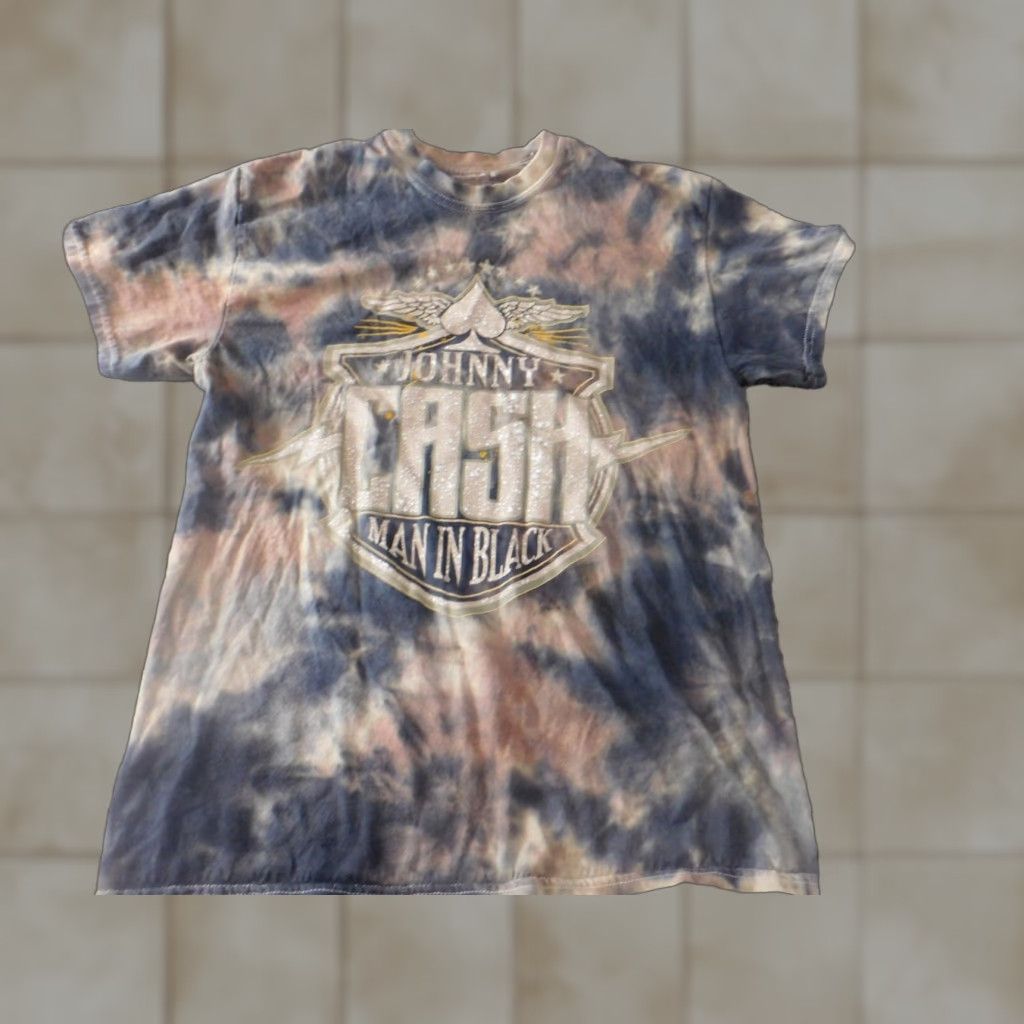 Vintage Johnny Cash Womens Shirt Medium Blue graphic tie-dye Short Sleeve Crew Neck Pullover Casual Regular Women's Shirt Blue Johnny Cash Shirt Size M / US 6-8 / IT 42-44 - 1 Thumbnail