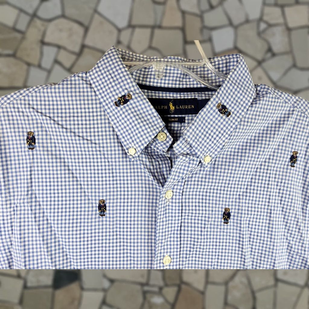 Ralph Lauren Ralph Lauren Polo Bear Short Sleeve Slim Fit Shirt L Mens Multicolor Bear Slimming 90s? (adjust as needed) Size US L / EU 52-54 / 3 - 1 Thumbnail
