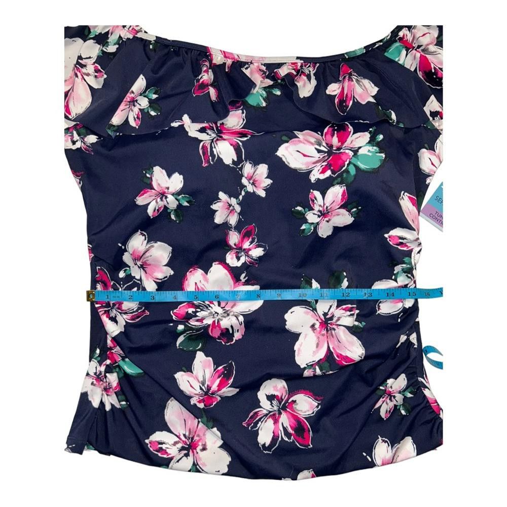 Designer Swim Solutions l NWT Navy Floral Ruffle Tankini Top Size 18 Size ONE SIZE - 5 Thumbnail
